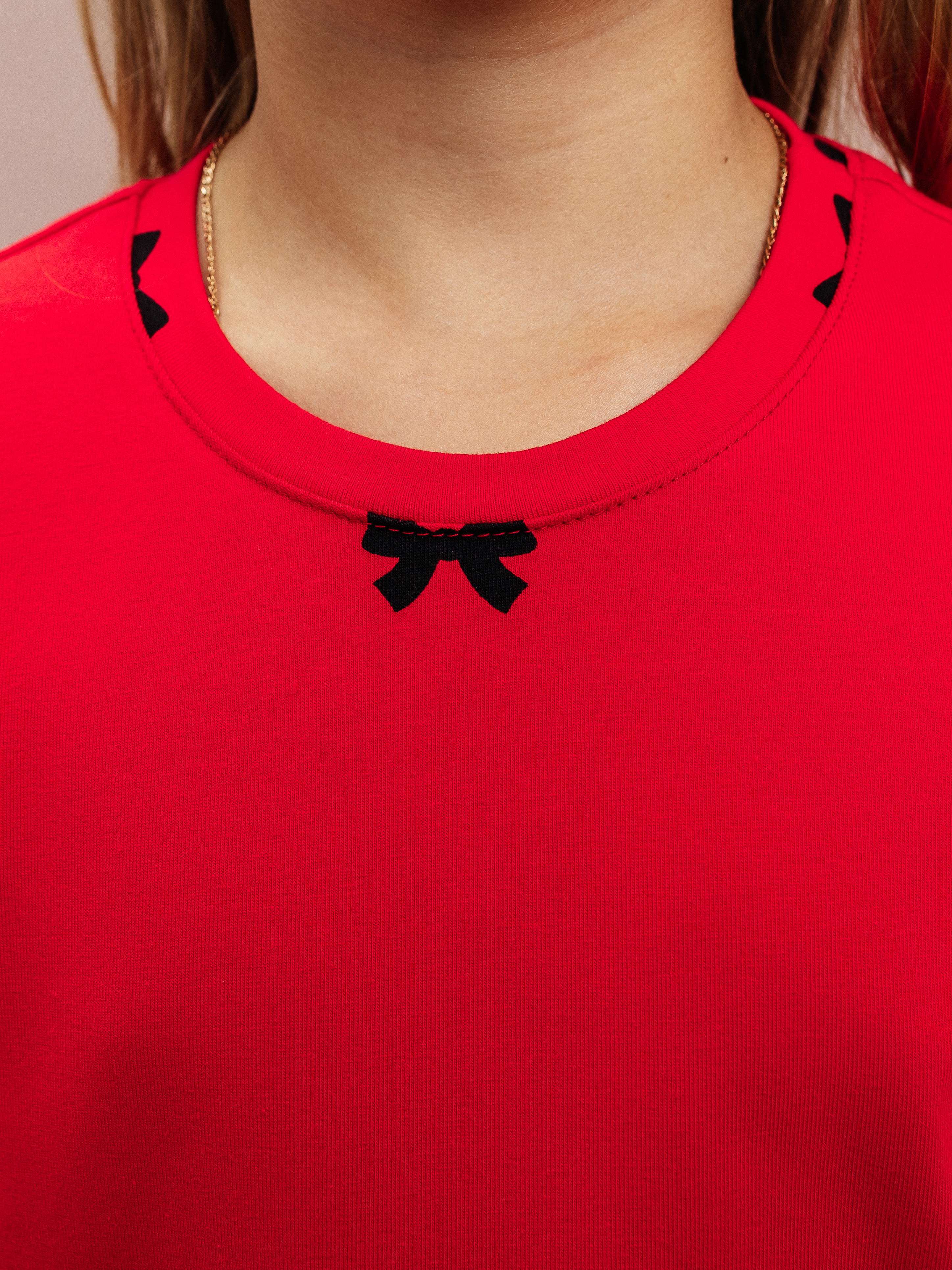 Лонгслив Селтекс Ю_ДК1 красный/бантик черный - фото 9