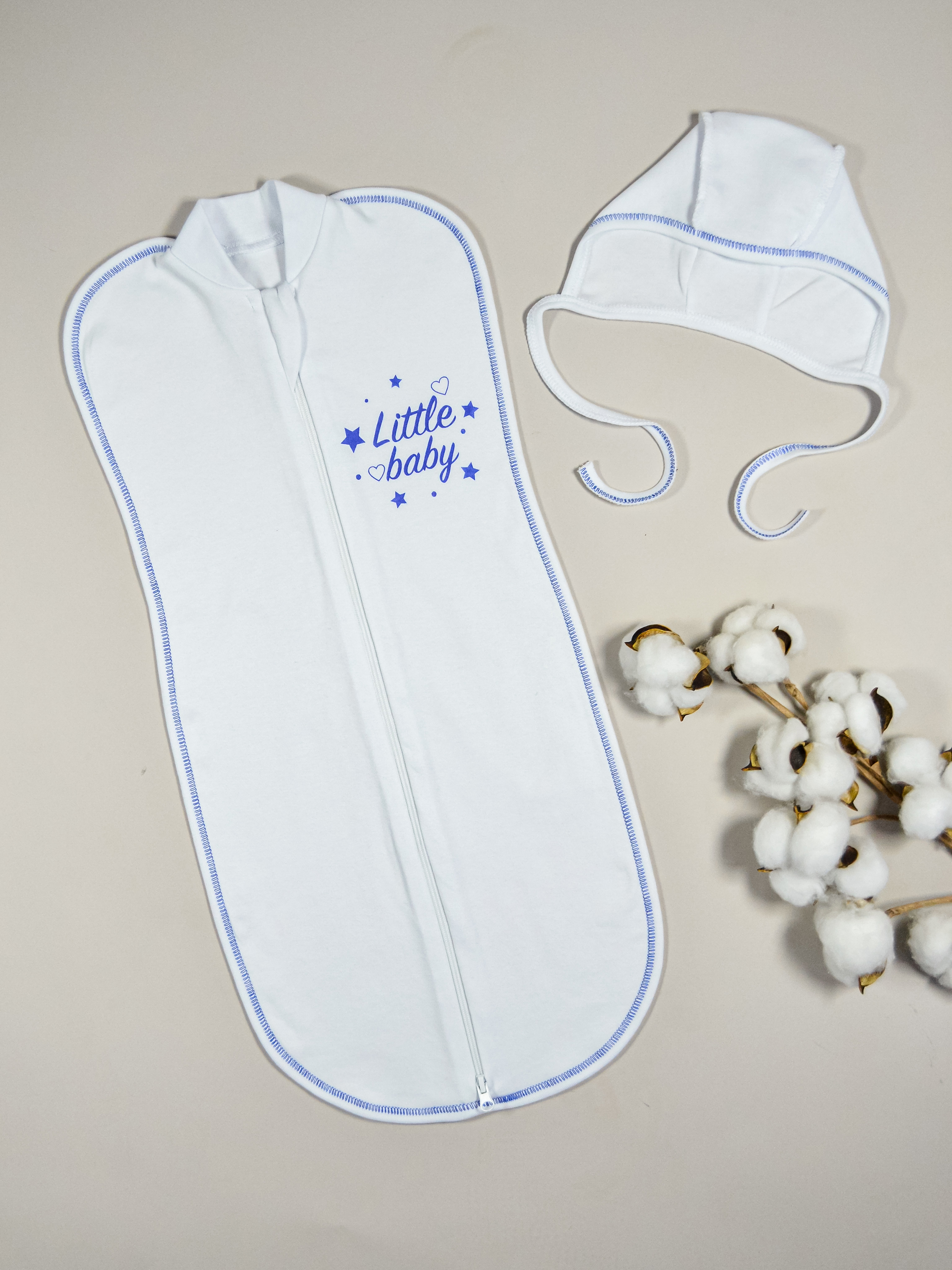 Кокон и чепчик Шустрая пчелка Кт21-61502/Васильковый - фото 1