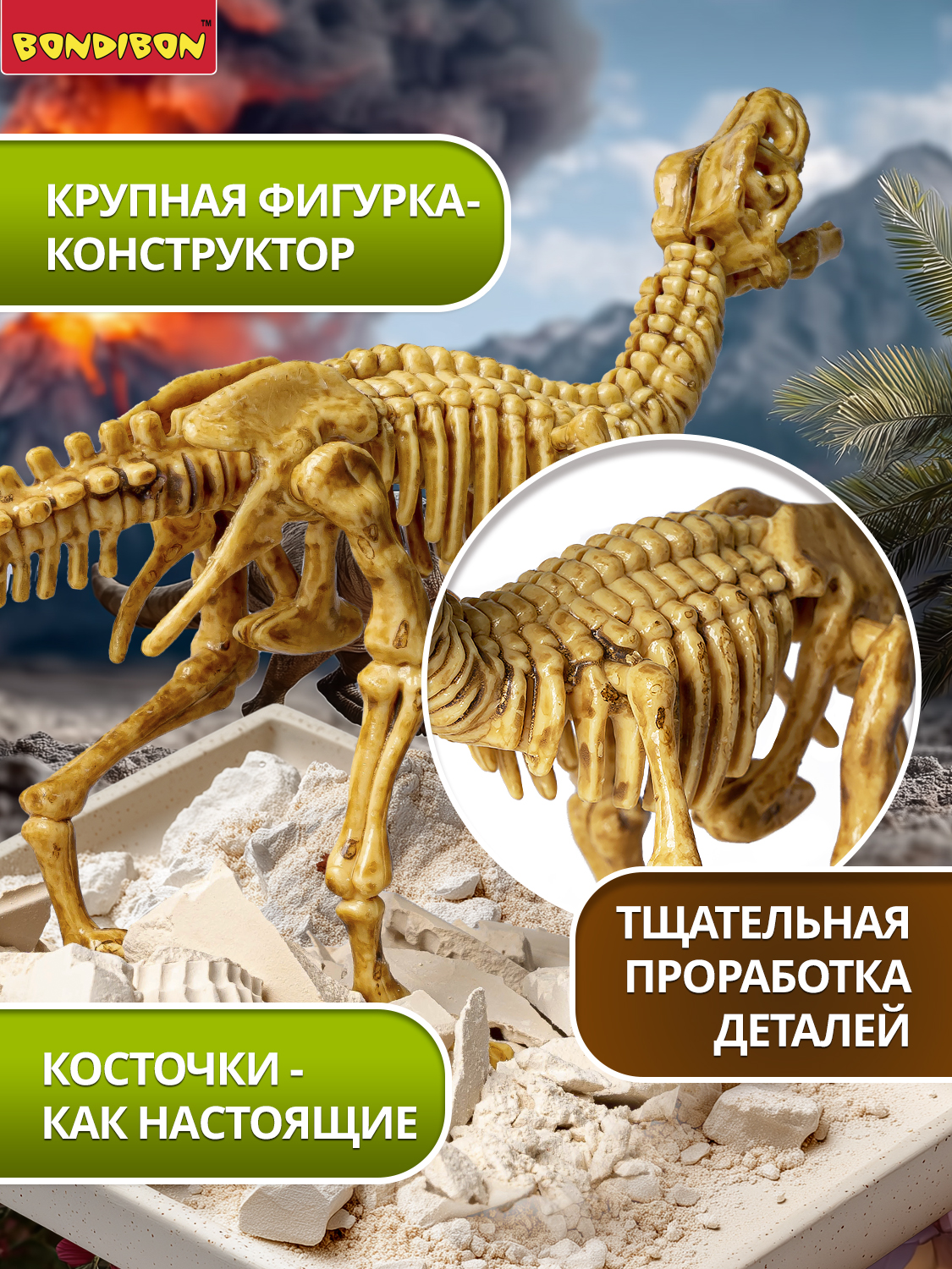 Набор для раскопок Bondibon Динозавр Велоцираптор скелет - фото 5