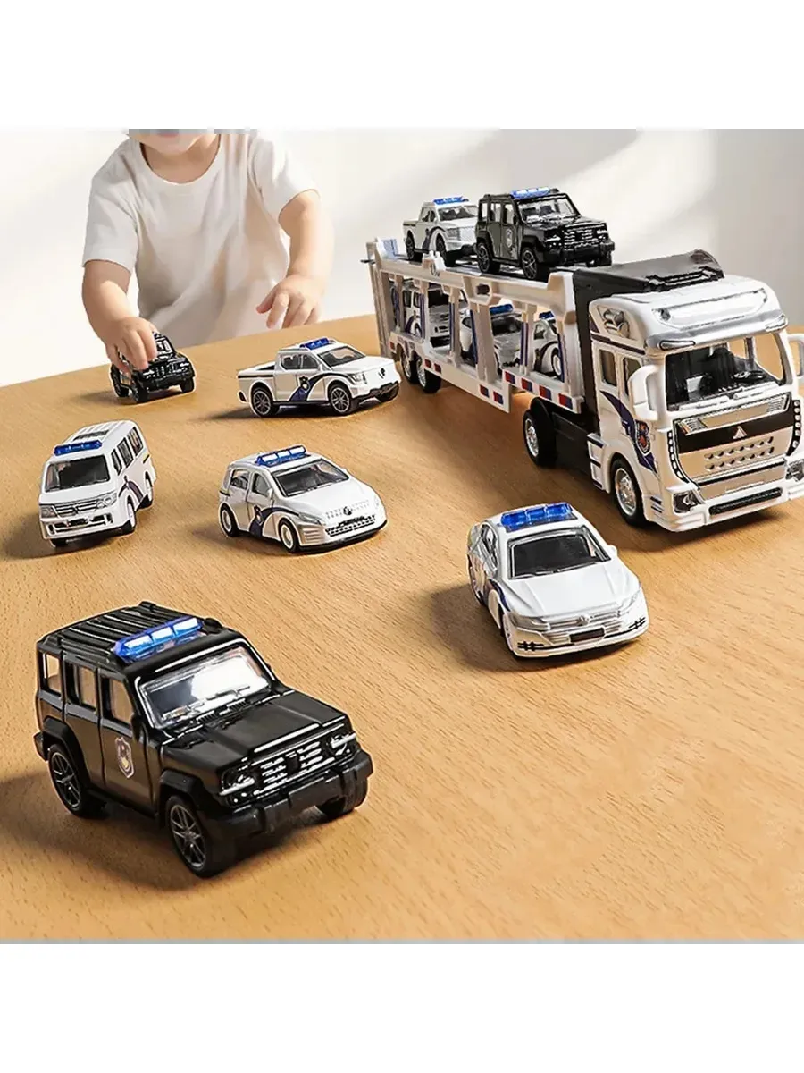 Автовоз CyberToy 6 полицейских машинок 80012 - фото 7