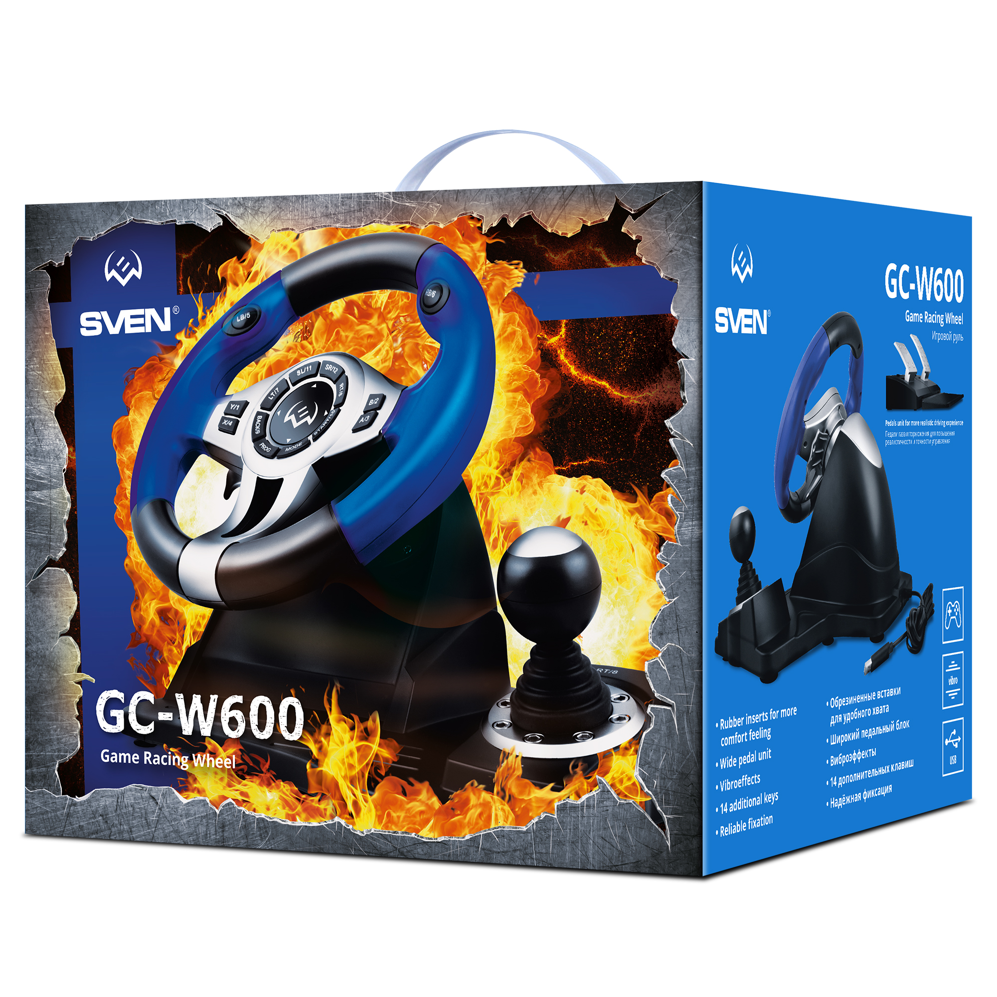 Игровой руль SVEN GC-W600 c педалями и рычагом переключения передач - фото 3