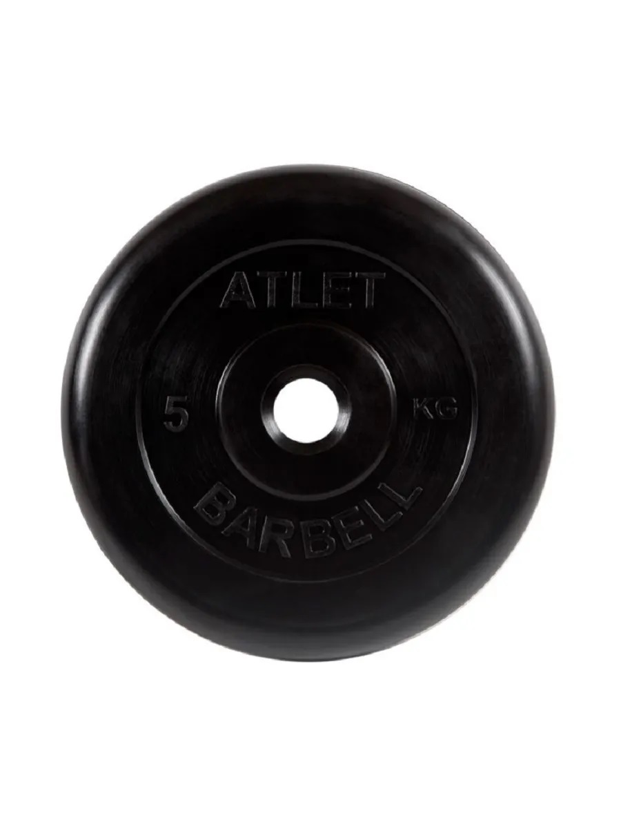 D 31 мм чёрный 5,0 кг Atlet MbBarbell Диск обрезиненный - фото 2