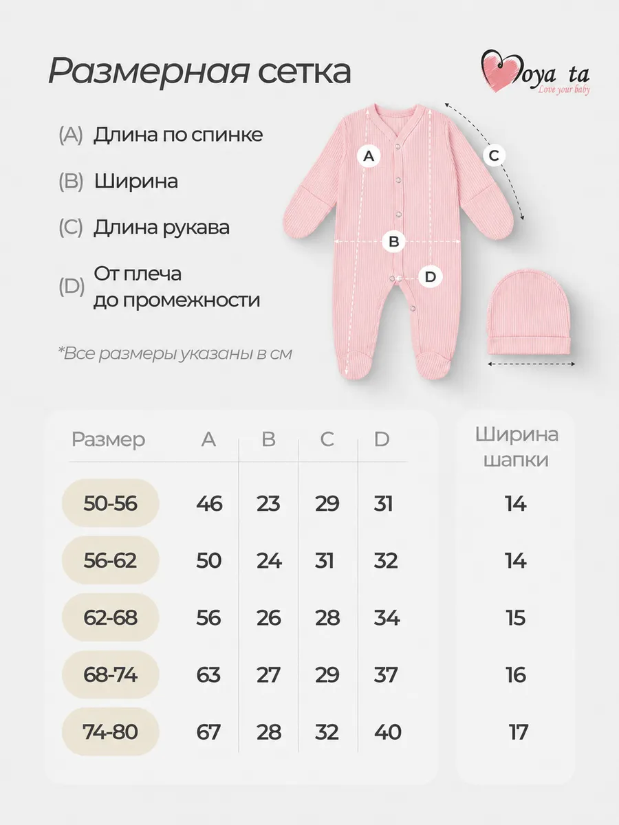 Комбинезон 2 шт Moya ta slip2_bantik_pink - фото 9
