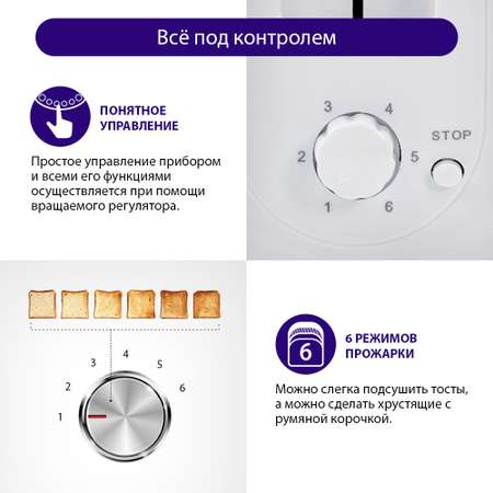 Тостер LUMME LU-1201 белый жемчуг