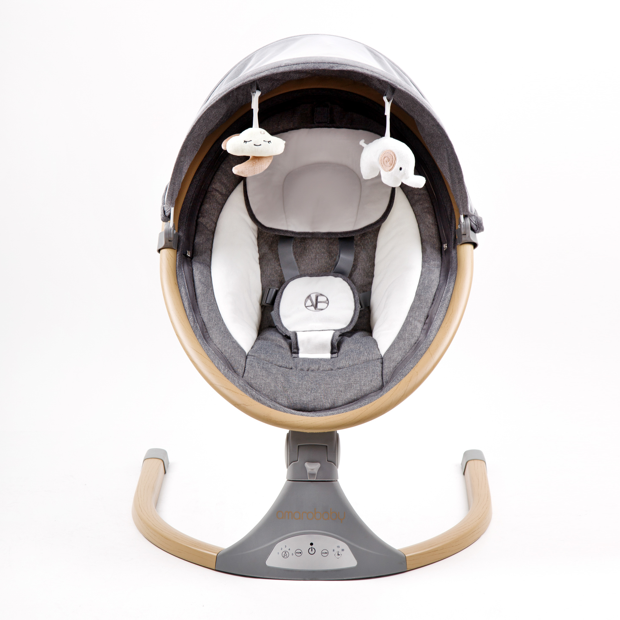 Электронные качели детские Amarobaby Ergo swing серые - фото 19