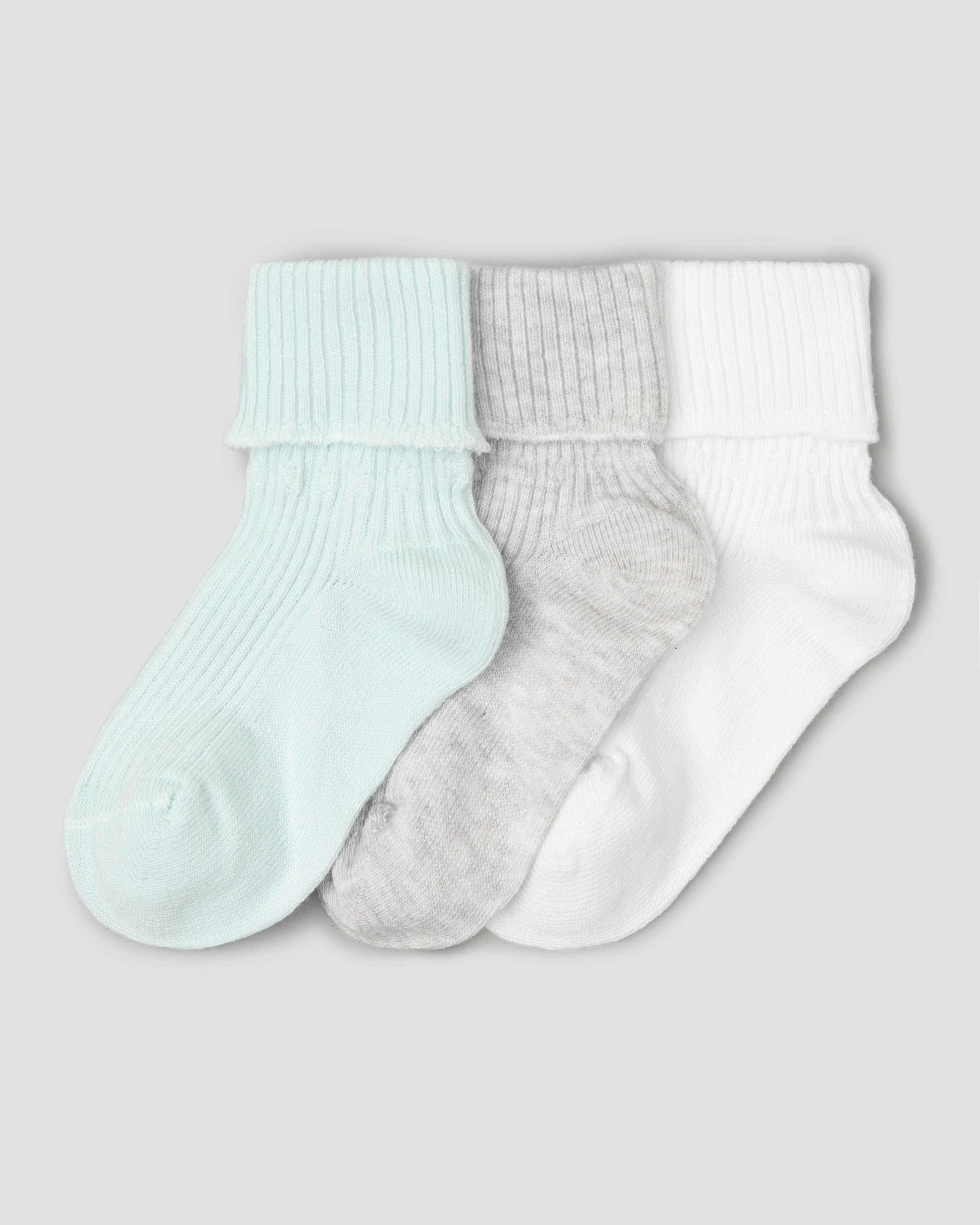 Изображение товара Детский комплект носков BabyGo 3 пары в рубчик, хлопок, эластичные манжеты