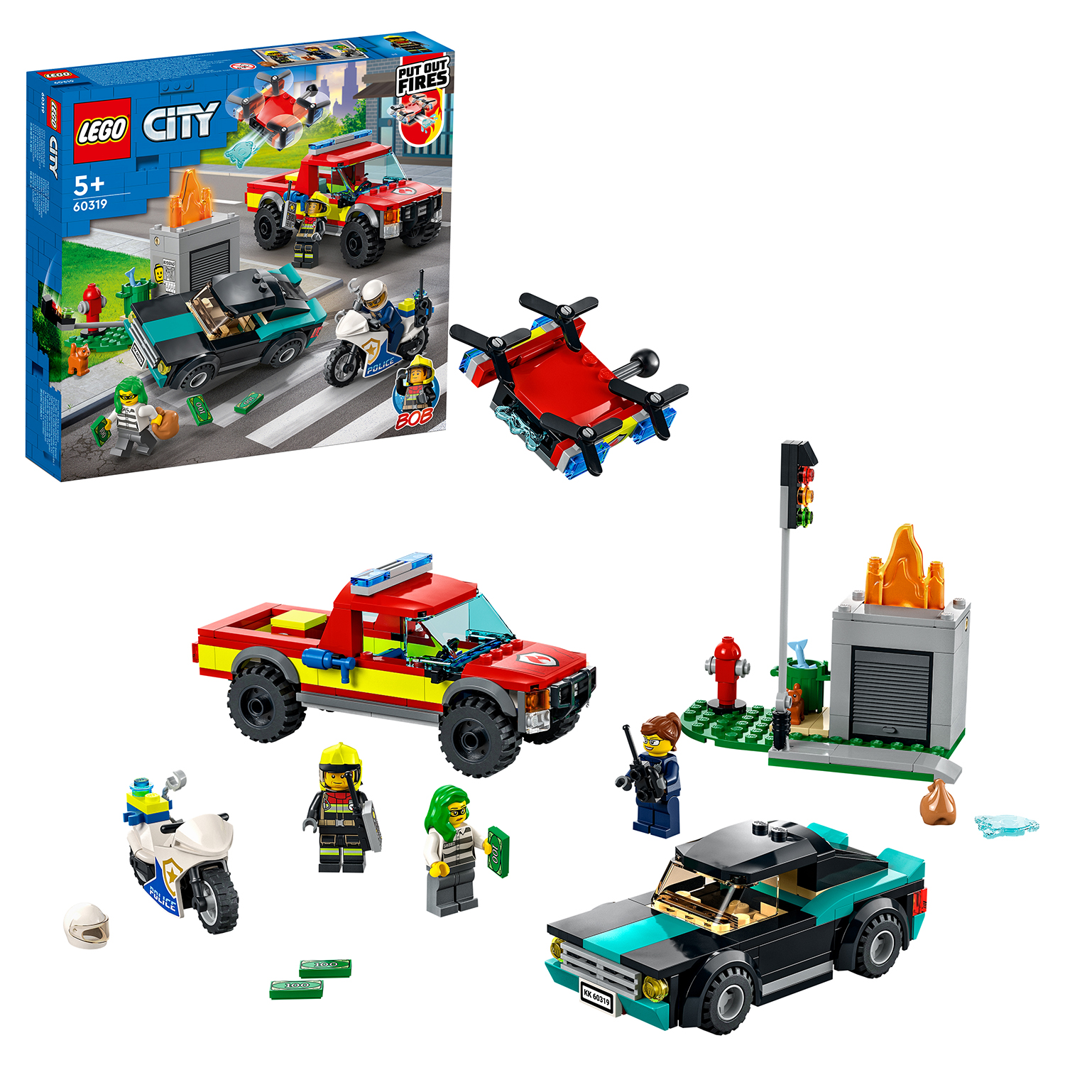 Конструктор LEGO City Fire Rescue and Police Chase 295 дет. - фото 1