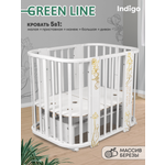 Детская кроватка Ingo Green Line IN-03 5 в 1 цветы, поперечный маятник