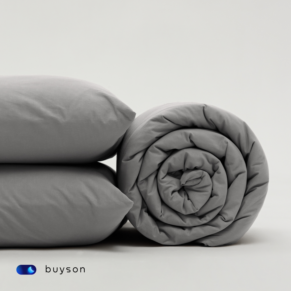 Комплект наволочек buyson BuyRelax 50х70 см, хлопковый перкаль, цвет стальной - фото 8