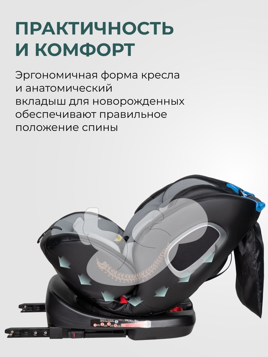 Автокресло Farfello YB102A Isofix 0+/1/2/3 (0-36 кг) серый - фото 2