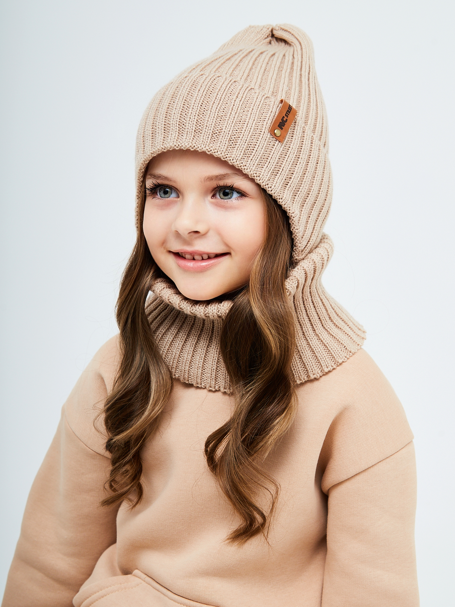Шапка и снуд NYCkids NYC-H-56-zaviazki-beige - фото 12