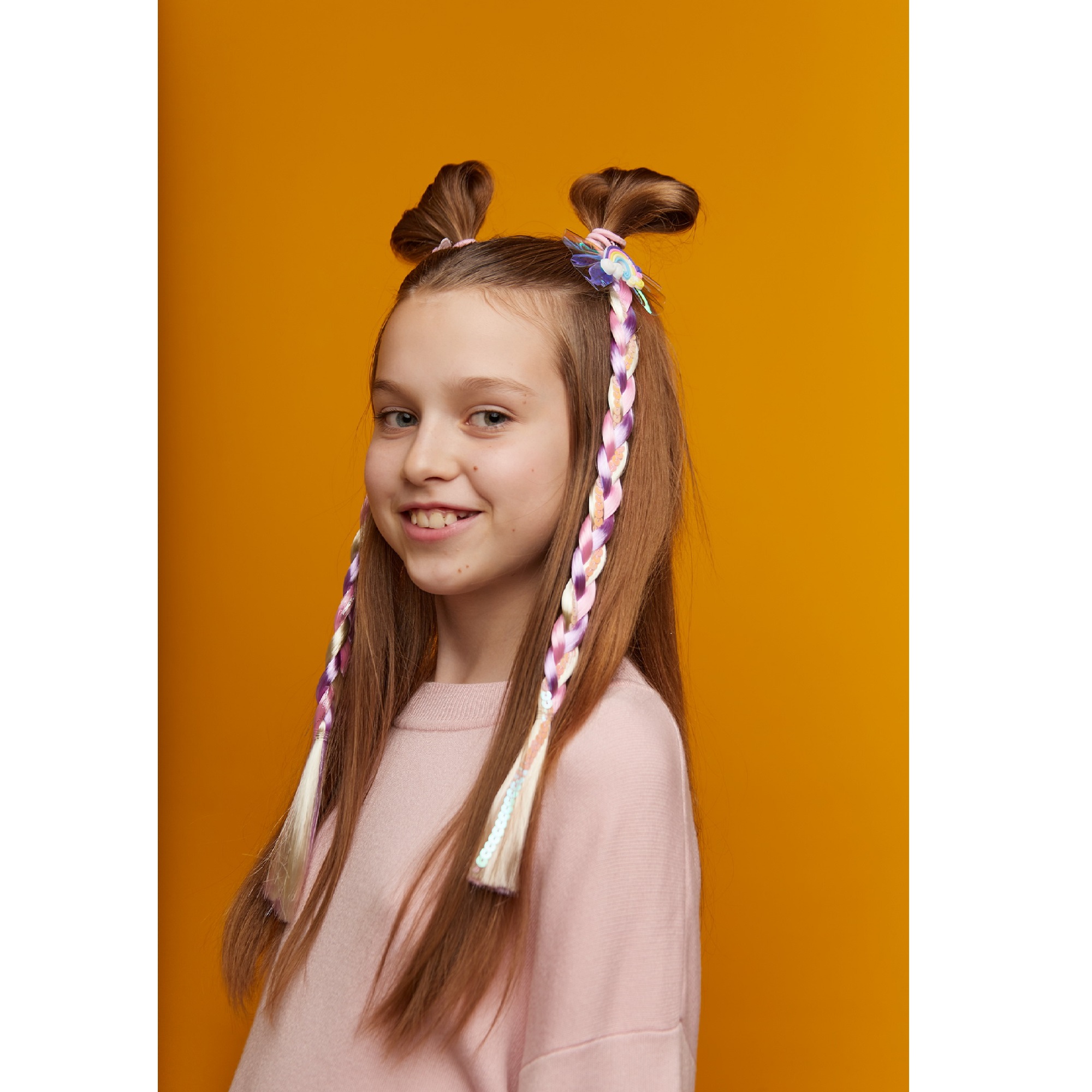 Цветные пряди для волос Lukky Fashion на заколках искусственные блестящие серебряные 60 см аксессуары для девочек Т22801 - фото 29