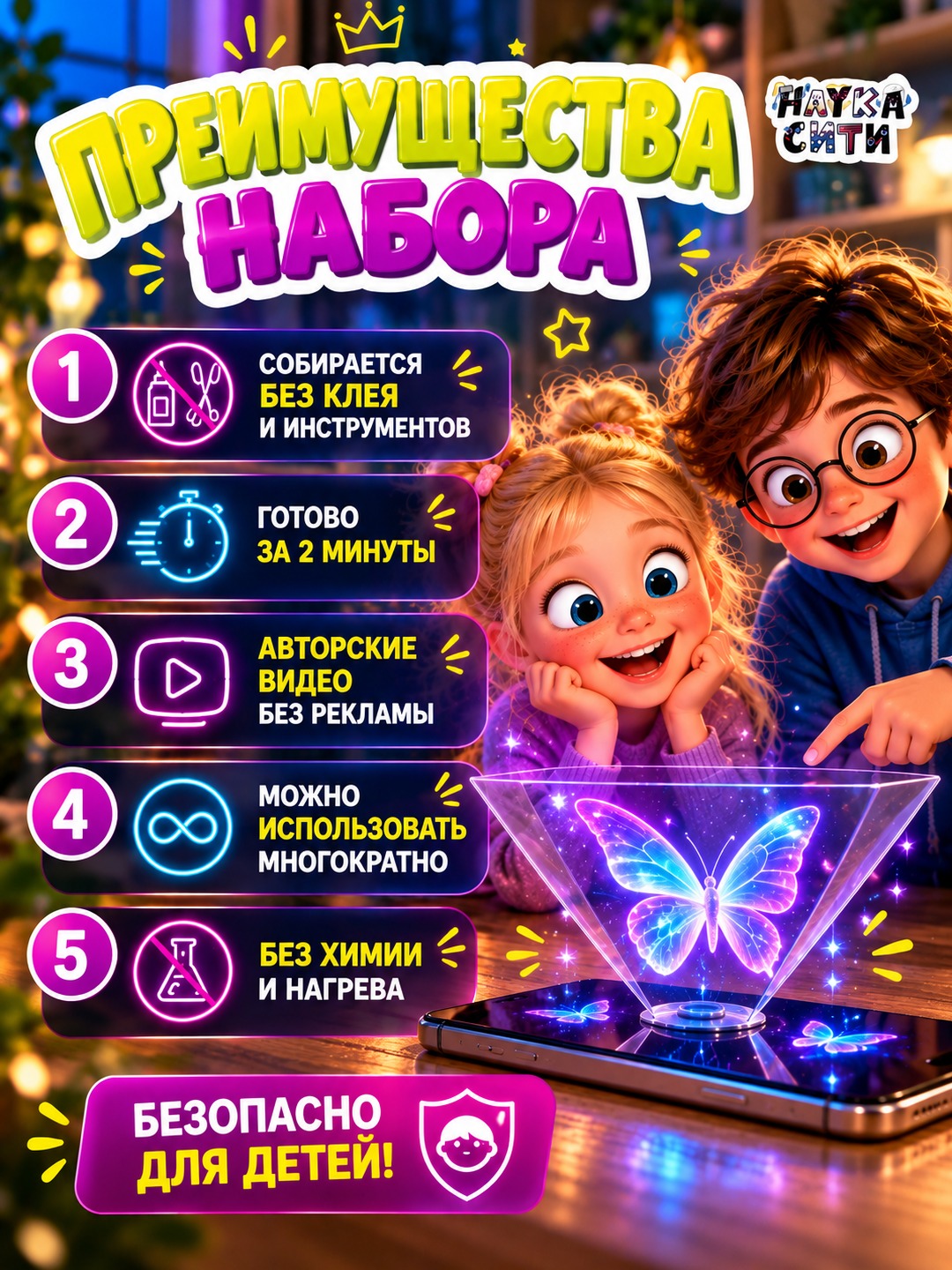 Набор для опытов Наукасити Голограмма 3D - фото 4