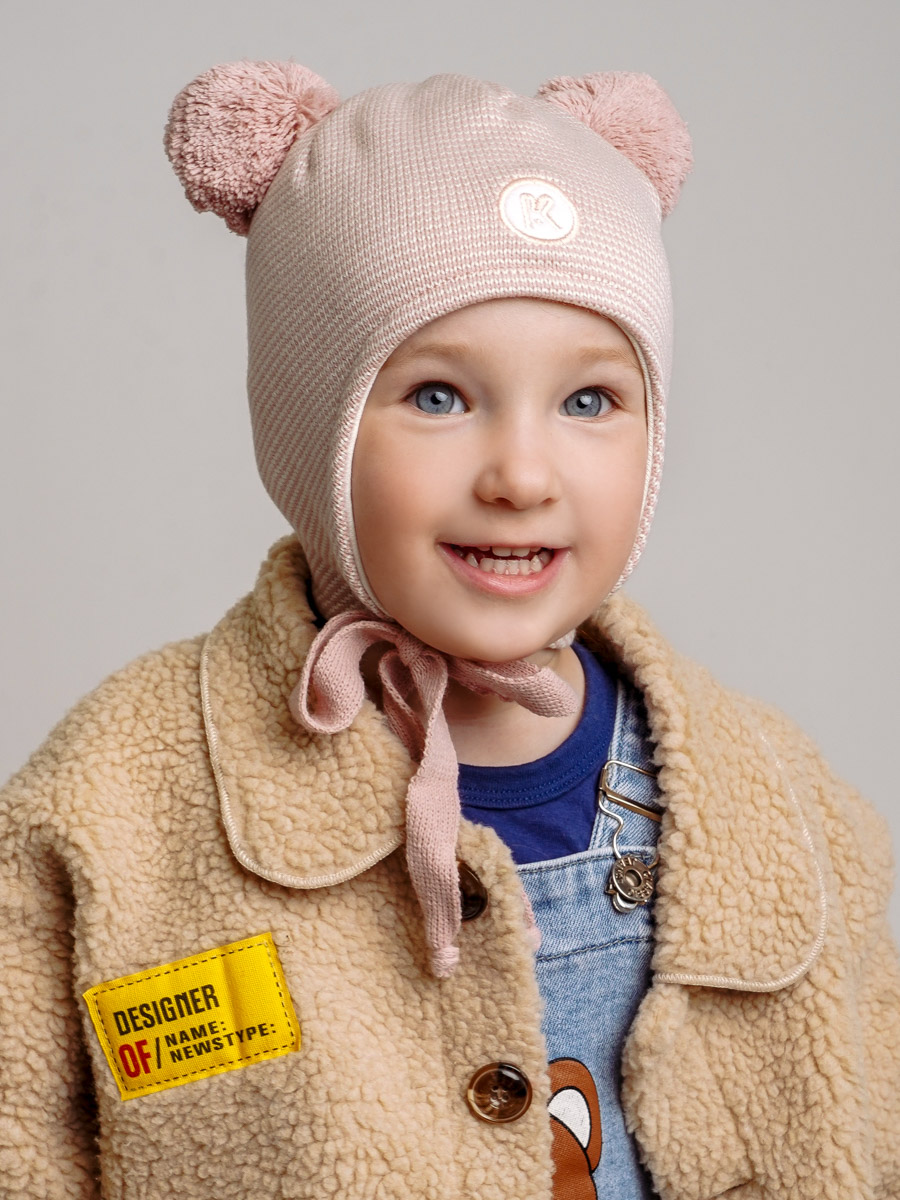 Шапка ПриКиндер M3-1957 Цвет: Пыльная роза/белый - фото 2