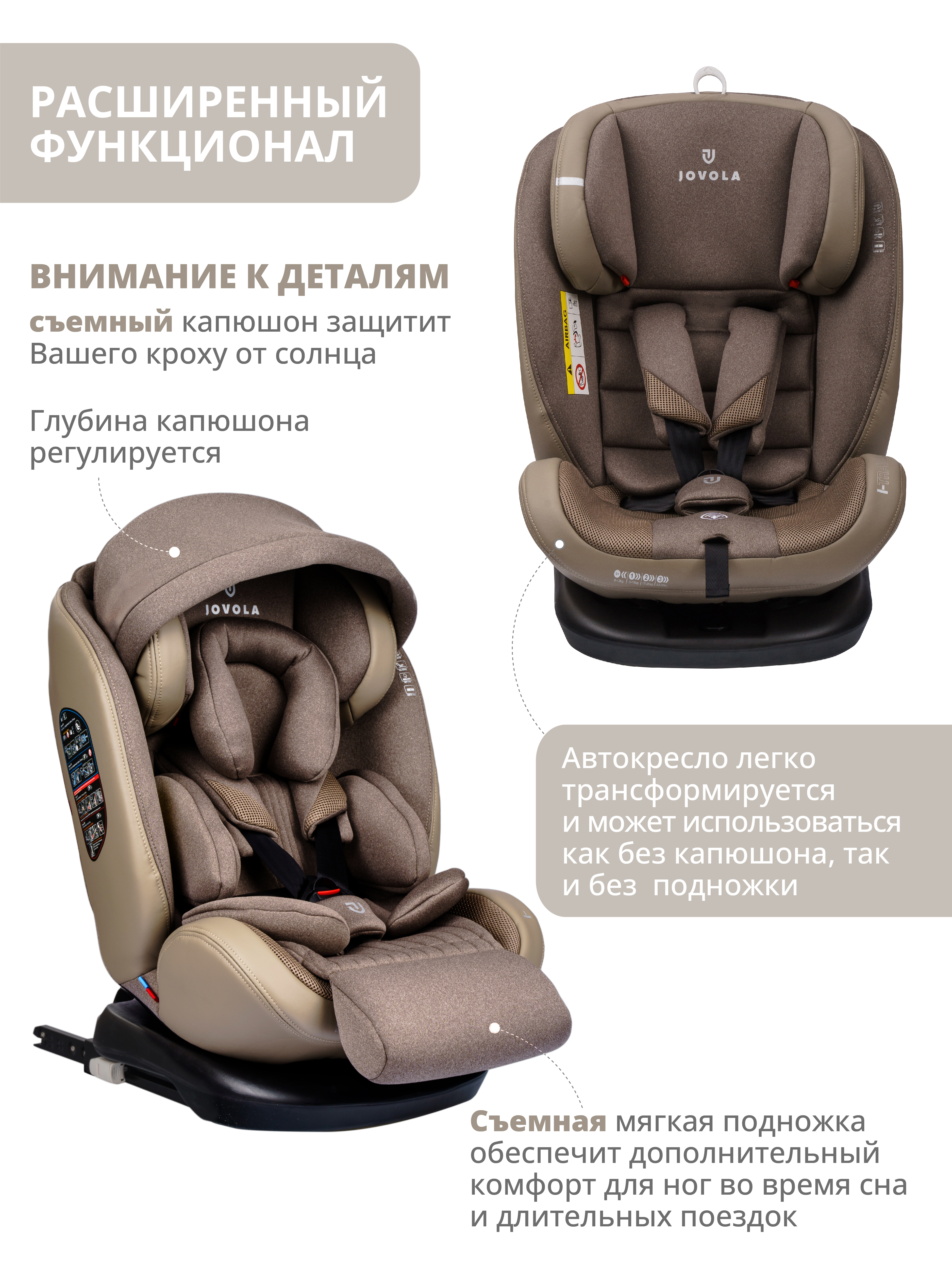 Автокресло JOVOLA I-TRAVEL Isofix 0+/1/2/3 (0-36 кг) - фото 5