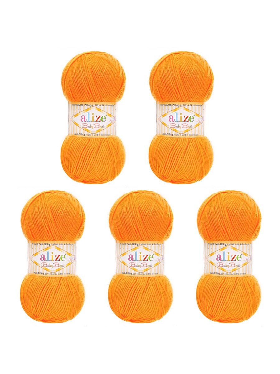 Пряжа для вязания Alize baby best бамбук акрил с эффектом антипиллинг 100 г 240 м 336 оранжевый 5 мотков - фото 6