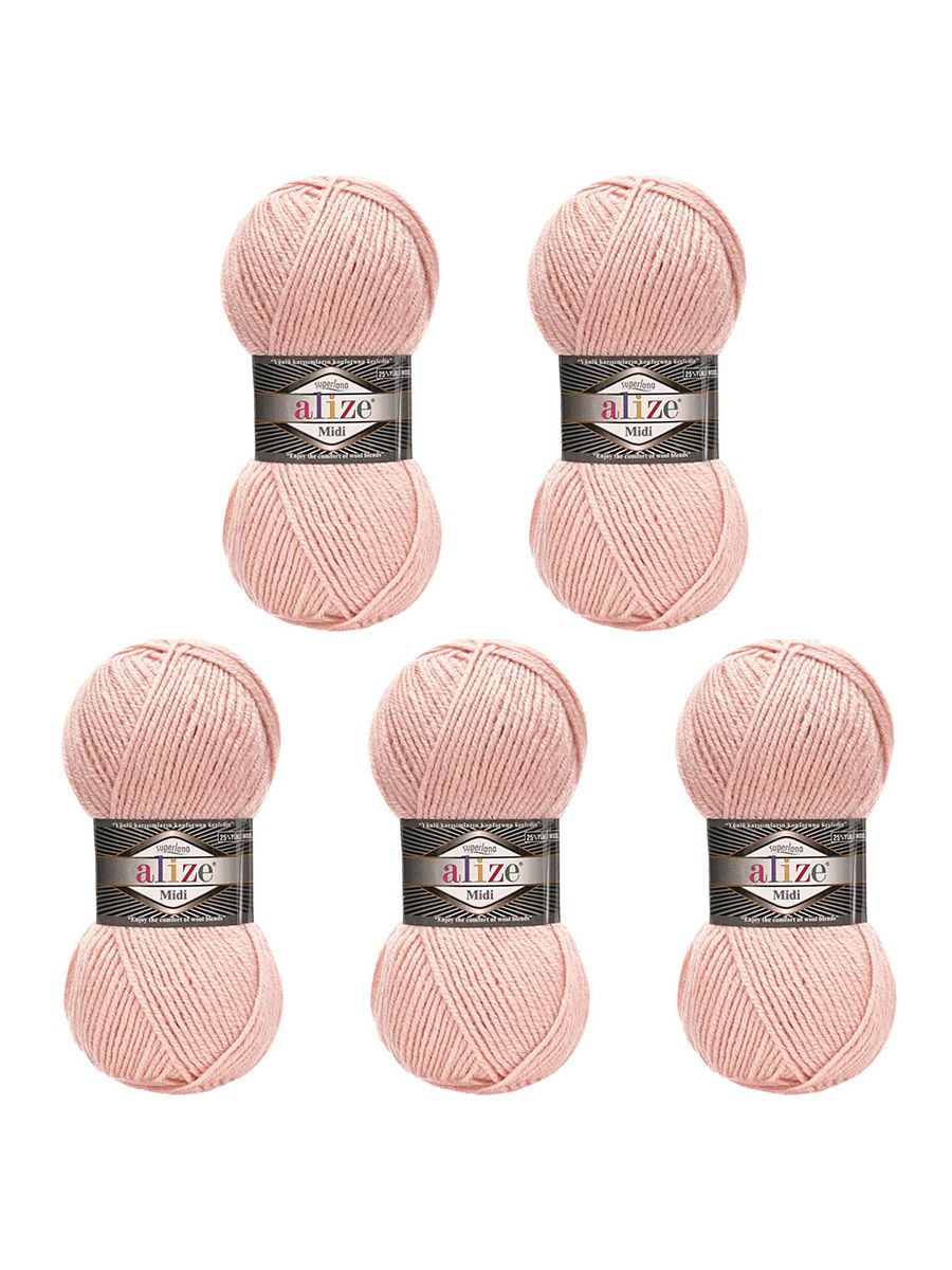 Пряжа Alize теплая для вязания одежды Superlana Midi 100г 170м 5 шт 523 Кристально Розовый - фото 6
