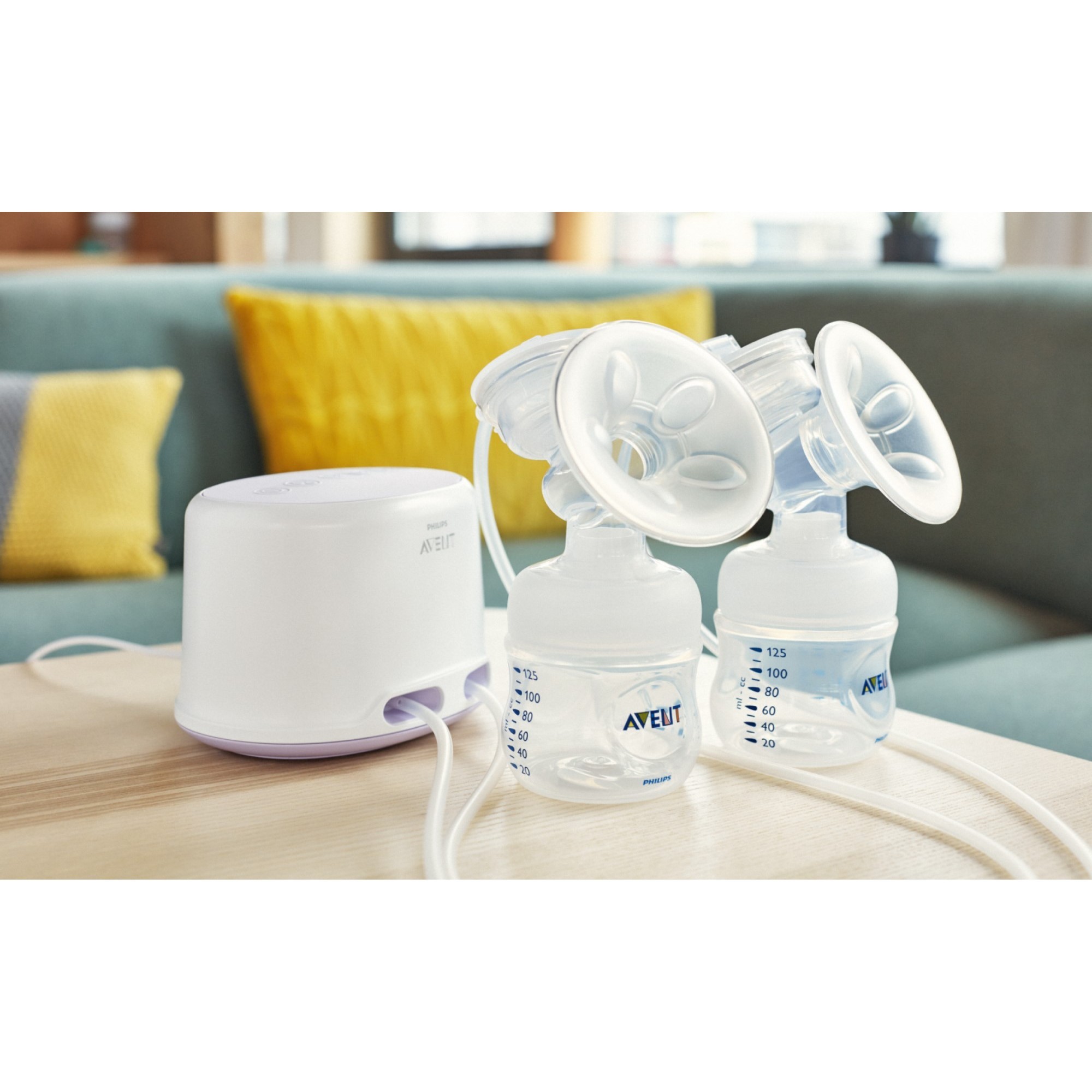 Молокоотсос Philips Avent двойной электронный +2бутылочки 125мл+2соски+сумка SCF334/31 - фото 3