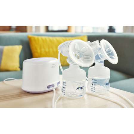 Молокоотсос Philips Avent двойной электронный +2бутылочки 125мл+2соски+сумка SCF334/31