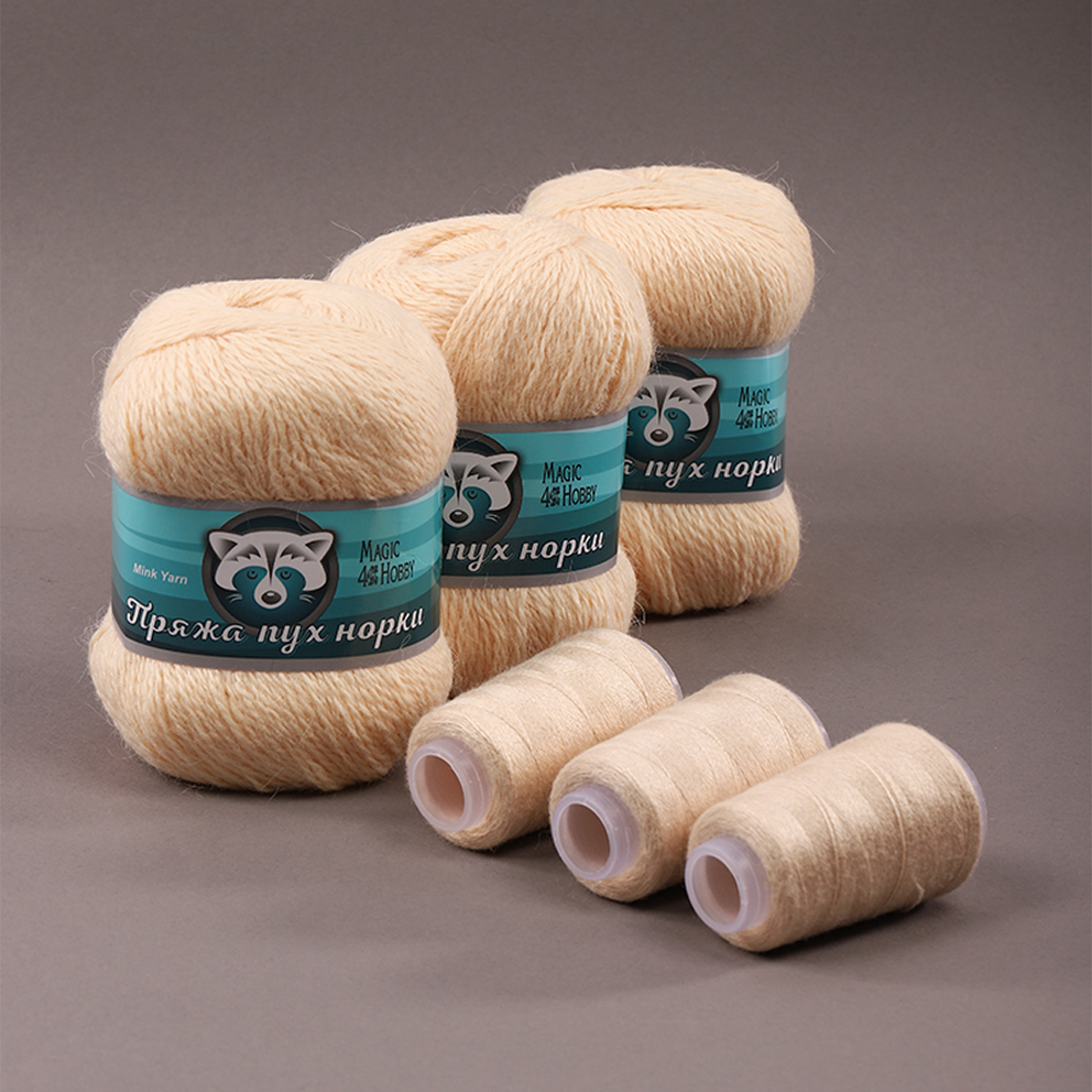 Пряжа Magic 4 Hobby Пух норки (80% пух норки, 20% полиамид) 3х50г/350м цвет светло-бежевый - фото 4