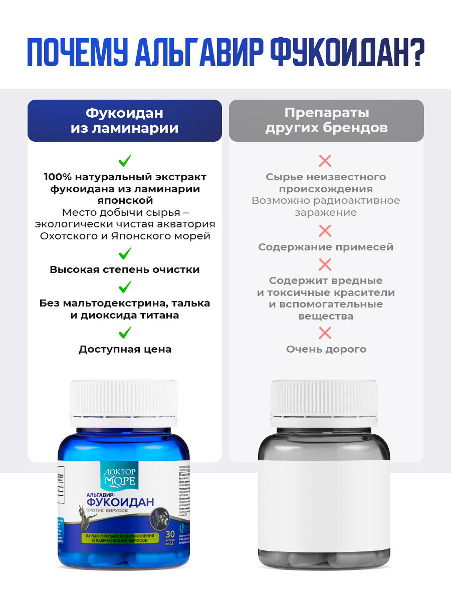 Альгавир-фукоидан Доктор Море /для защиты от вирусов/ 30 капсул - фото 4