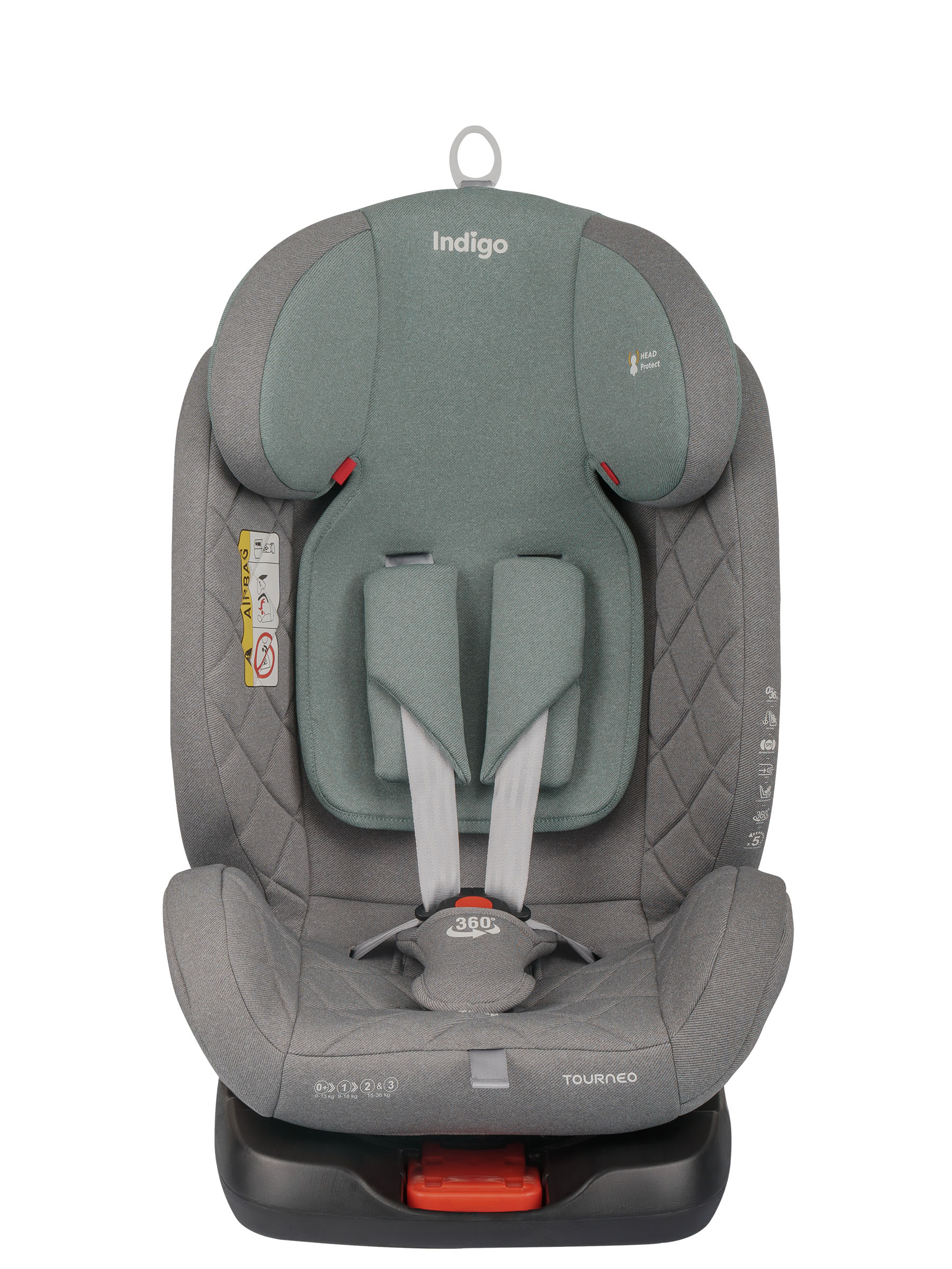 Автокресло Indigo Tourneo S серый-зеленый Isofix 0+/1/2/3 (0-36 кг) зеленый - фото 27