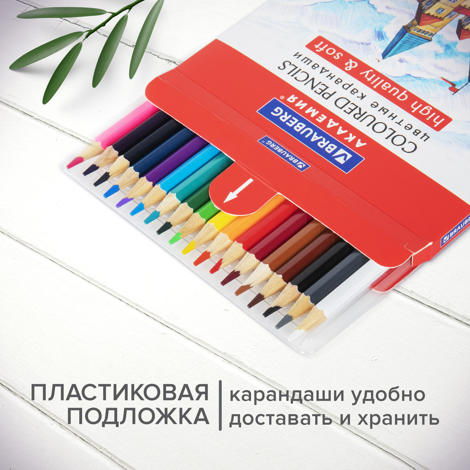 Карандаши цветные Brauberg 18 шт. - фото 4