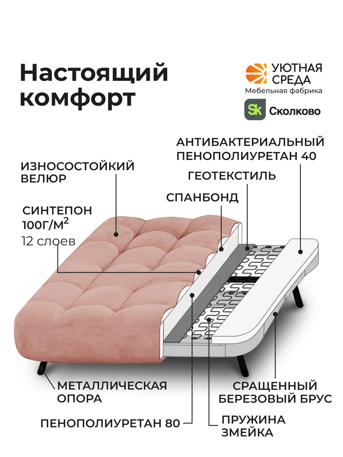 Диван Уютная среда розовый велюр - фото 10