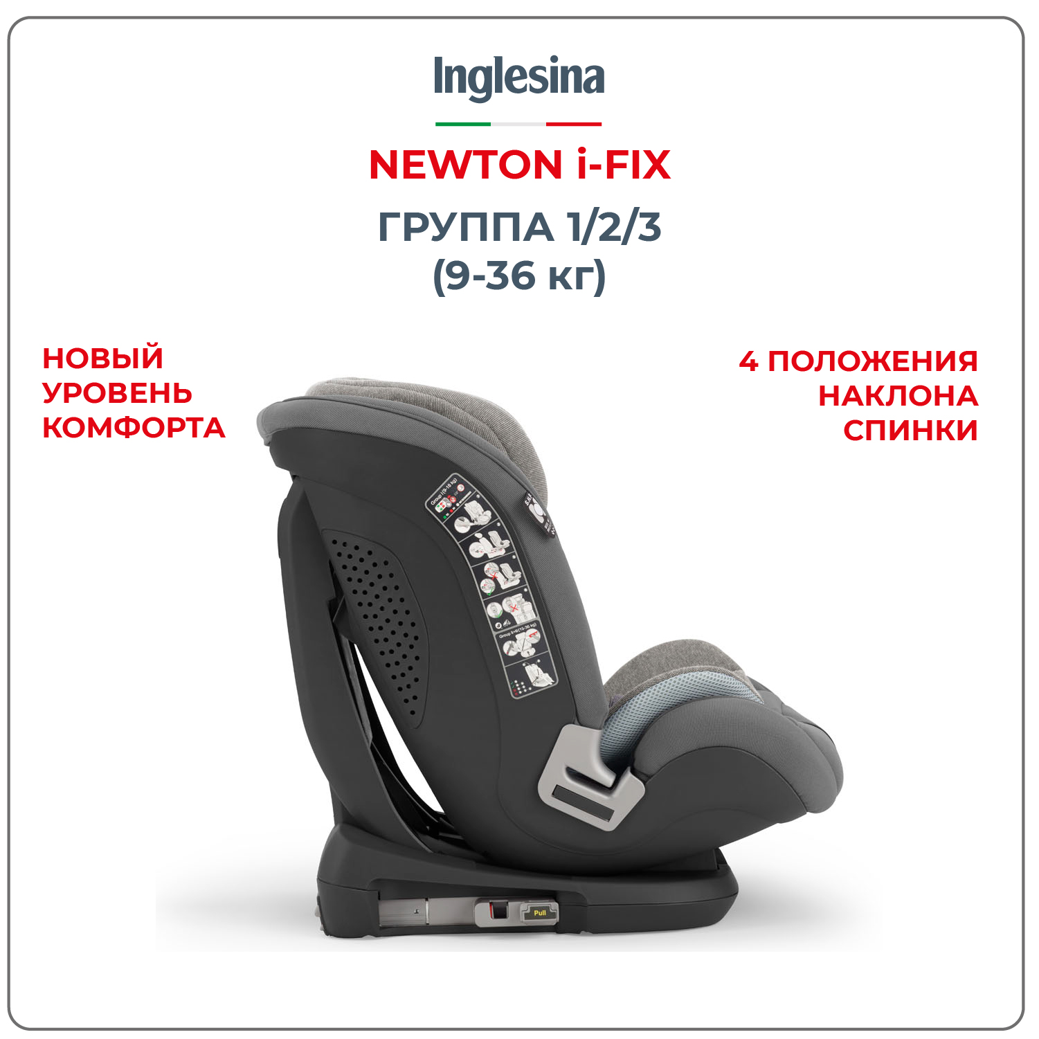 Автокресло Inglesina Newton Grey 1/2/3 (9-36 кг) - фото 4