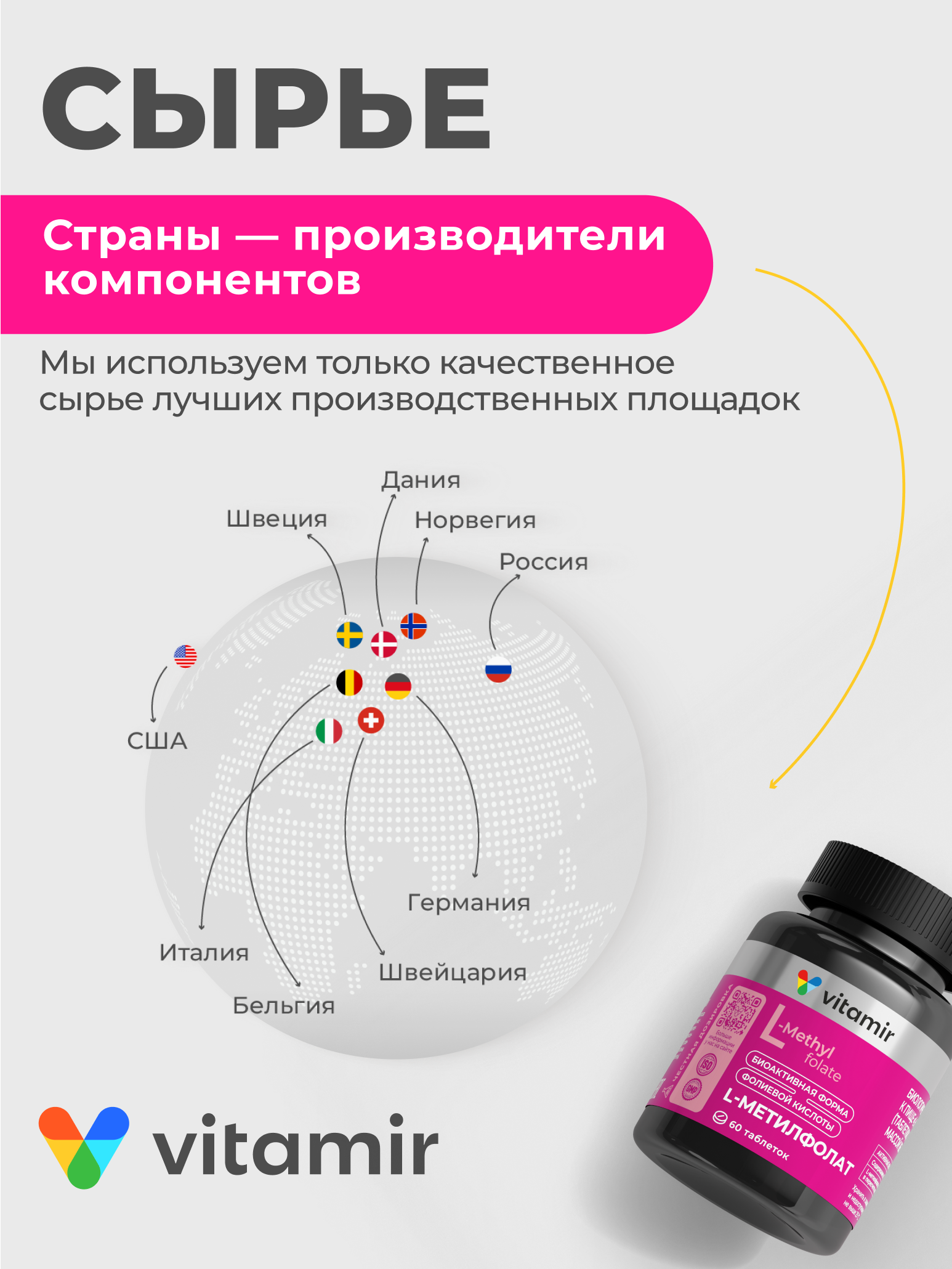 Витамины для беременных женщин VITAMIR L-метилфолат, 60 таблеток - фото 2