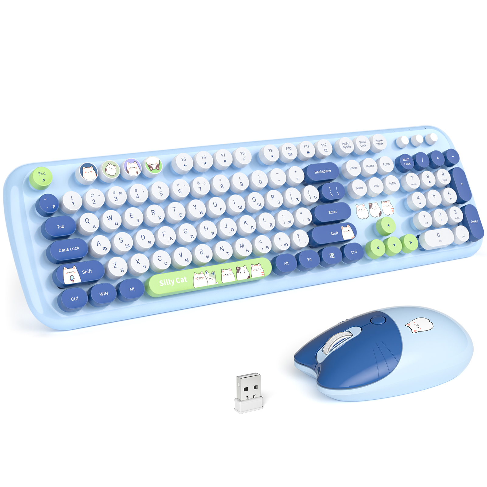 Беспроводной комплект клавиатура + мышь MOFii MOFii SMK-648M3AG Blue - фото 1