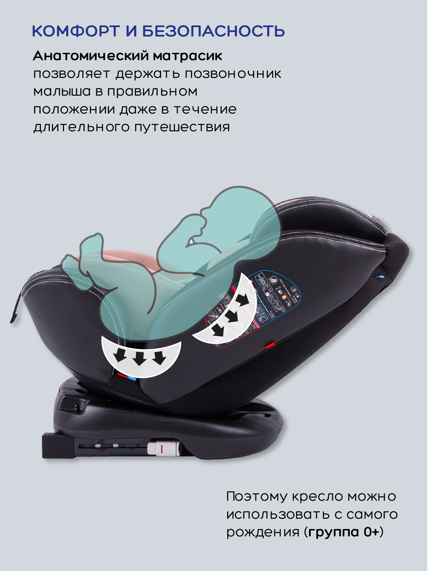 Автокресло Amarobaby ST-3 Isofix 0+/1/2/3 (0-36 кг) бежевый - фото 12