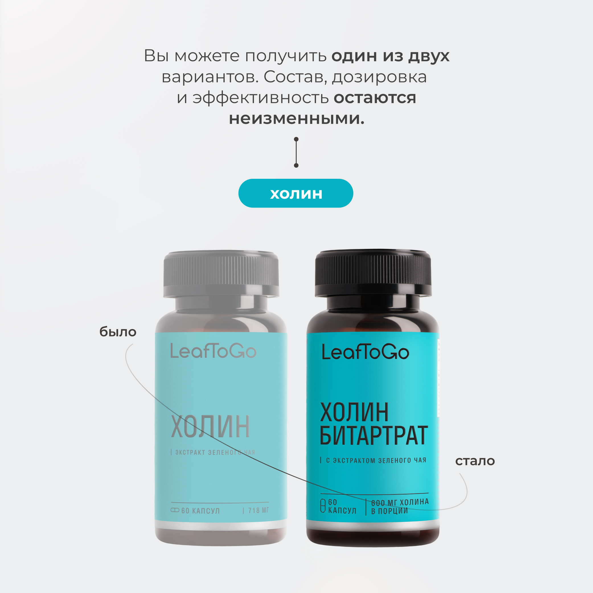 Холин 600 мг с экстрактом зеленого чая LeafToGo для печени и мозга, 60 капсул - фото 4