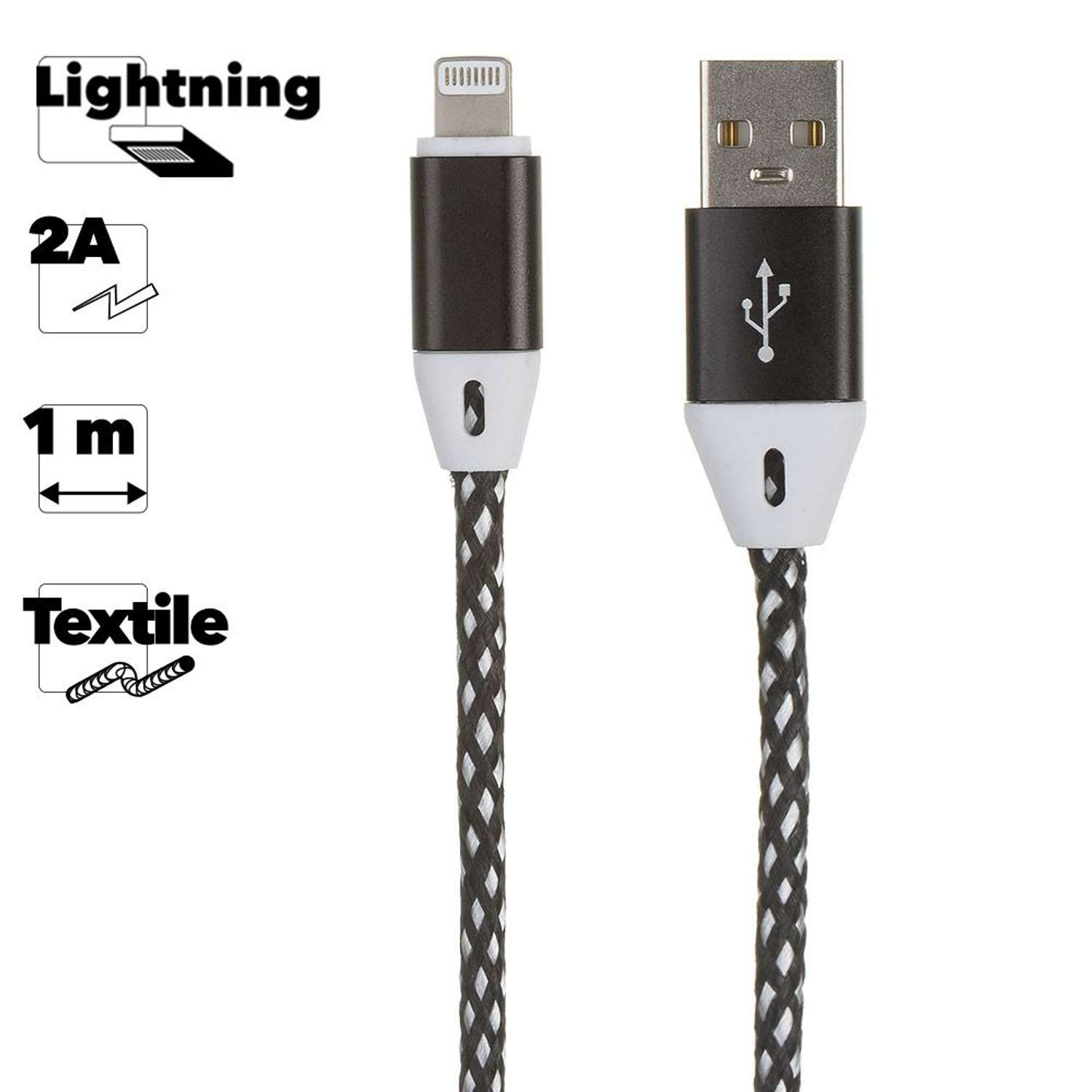 USB кабель Liberty Project для Apple Lightning 8 pin оплетка и металлические разъемы 1м Белый - фото 4