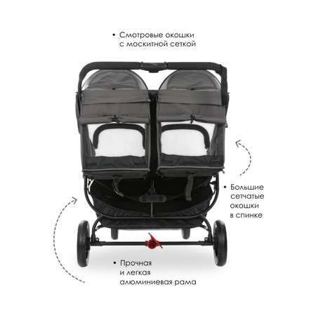 Коляска прогулочная для двойни Valco baby Snap Duo Flatt Matt серый