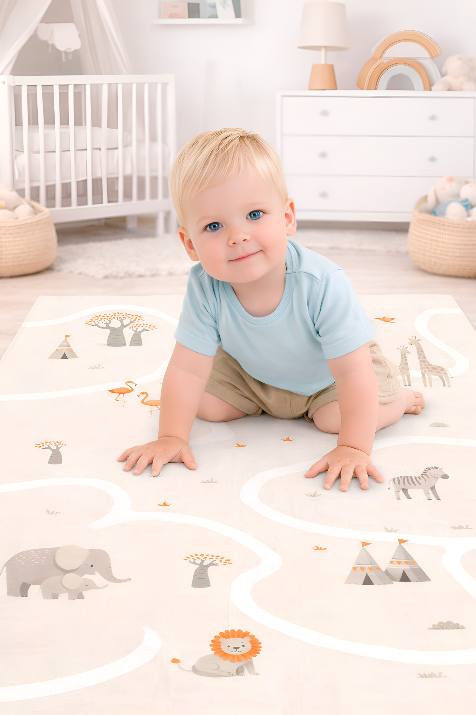 Детский складной коврик BabyGo Soft Safary 180 x 200 см - фото 1