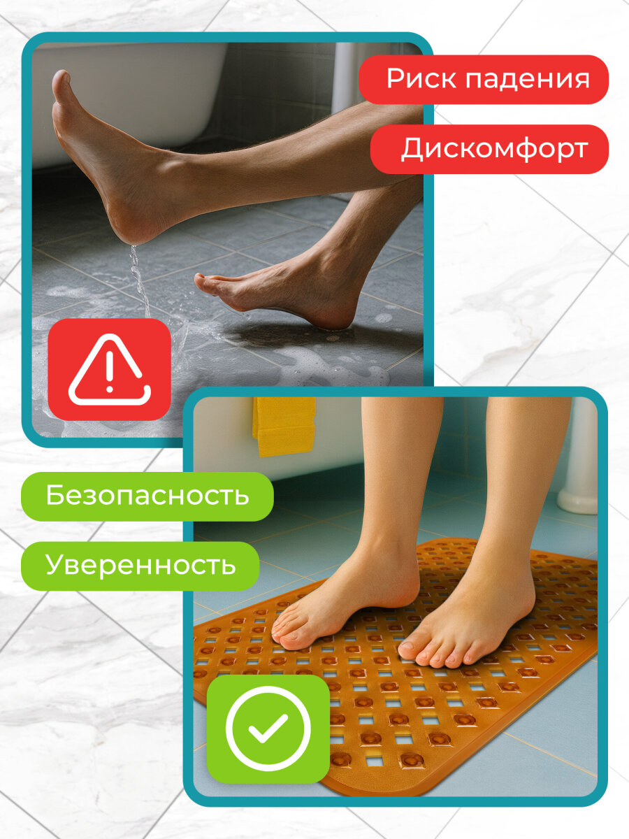 Коврик для ванной PRIMILA Квадраты 40 x 70 см - фото 5