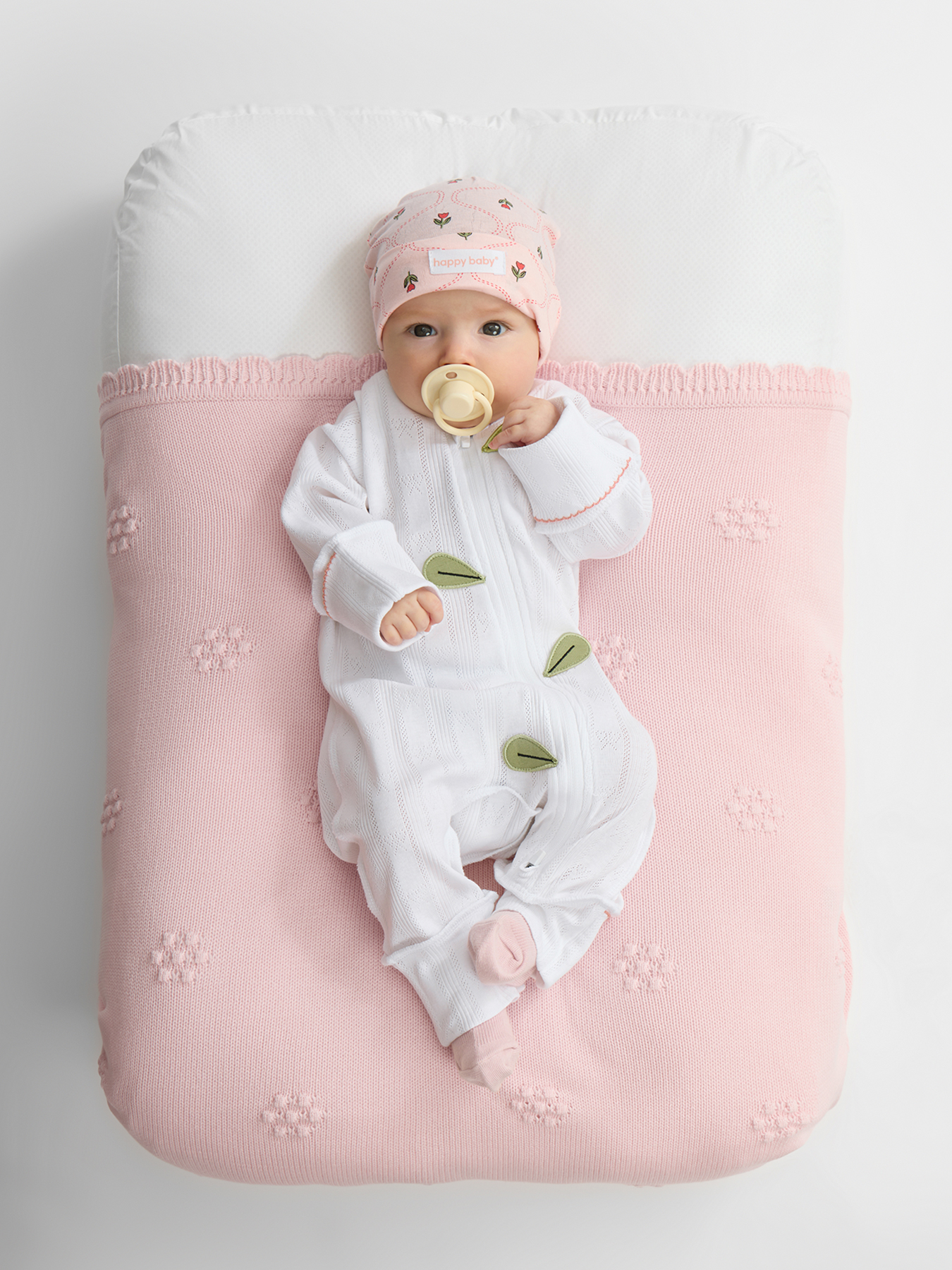 Комбинезон 2 шт и нагрудный фартук Happy Baby 90161-0_white&pink - фото 3