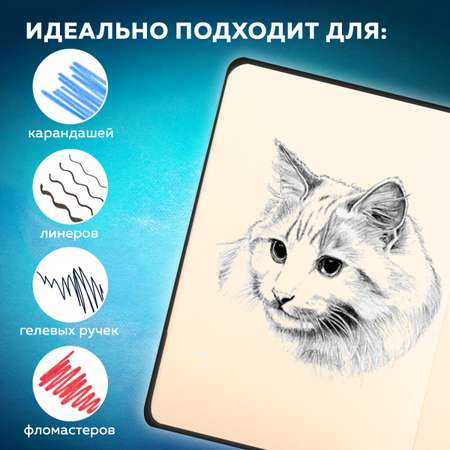 Скетчбук для рисования BRAUBERG блокнот для скетчинга 80 листов 9x14 см