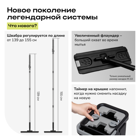 Швабра с отжимом и ведром Zetter M 2.0 (10 л)