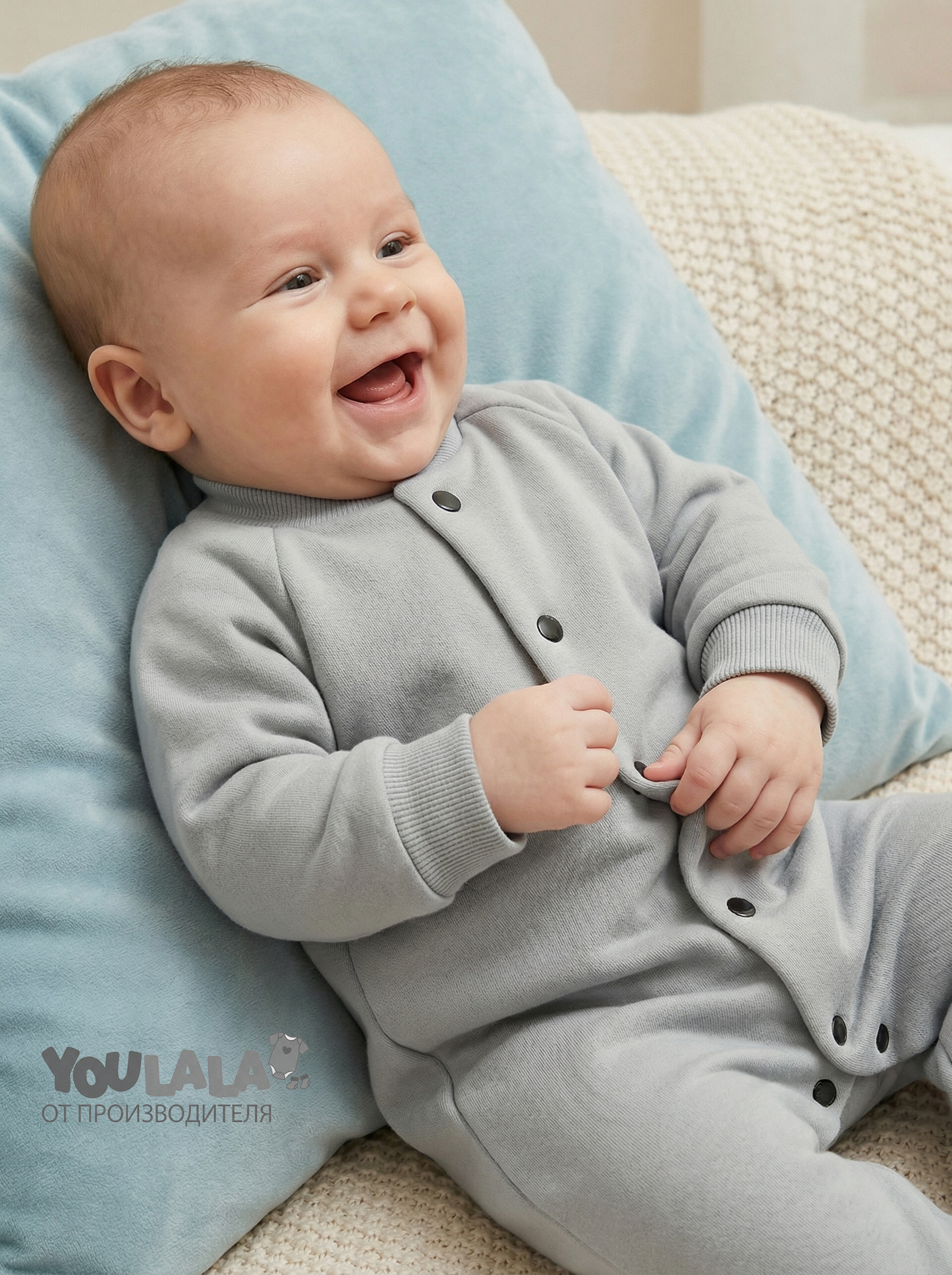 Изображение товара Комбинезон YOULALA для новорожденного серого цвета