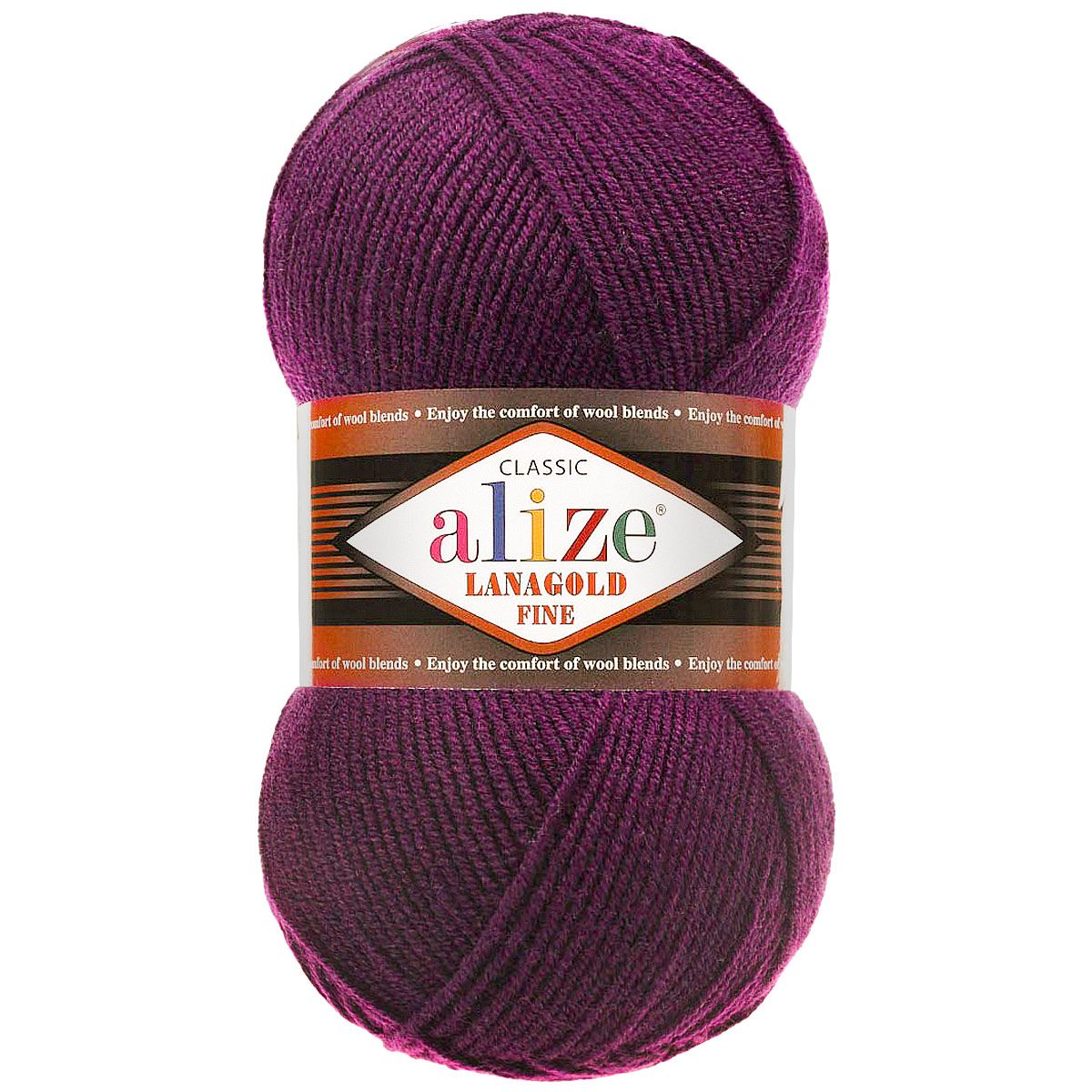 Пряжа Alize полушерстяная мягкая тонкая теплая Lanagold fine 100г 390м 5 мотков 111 сливовый - фото 4