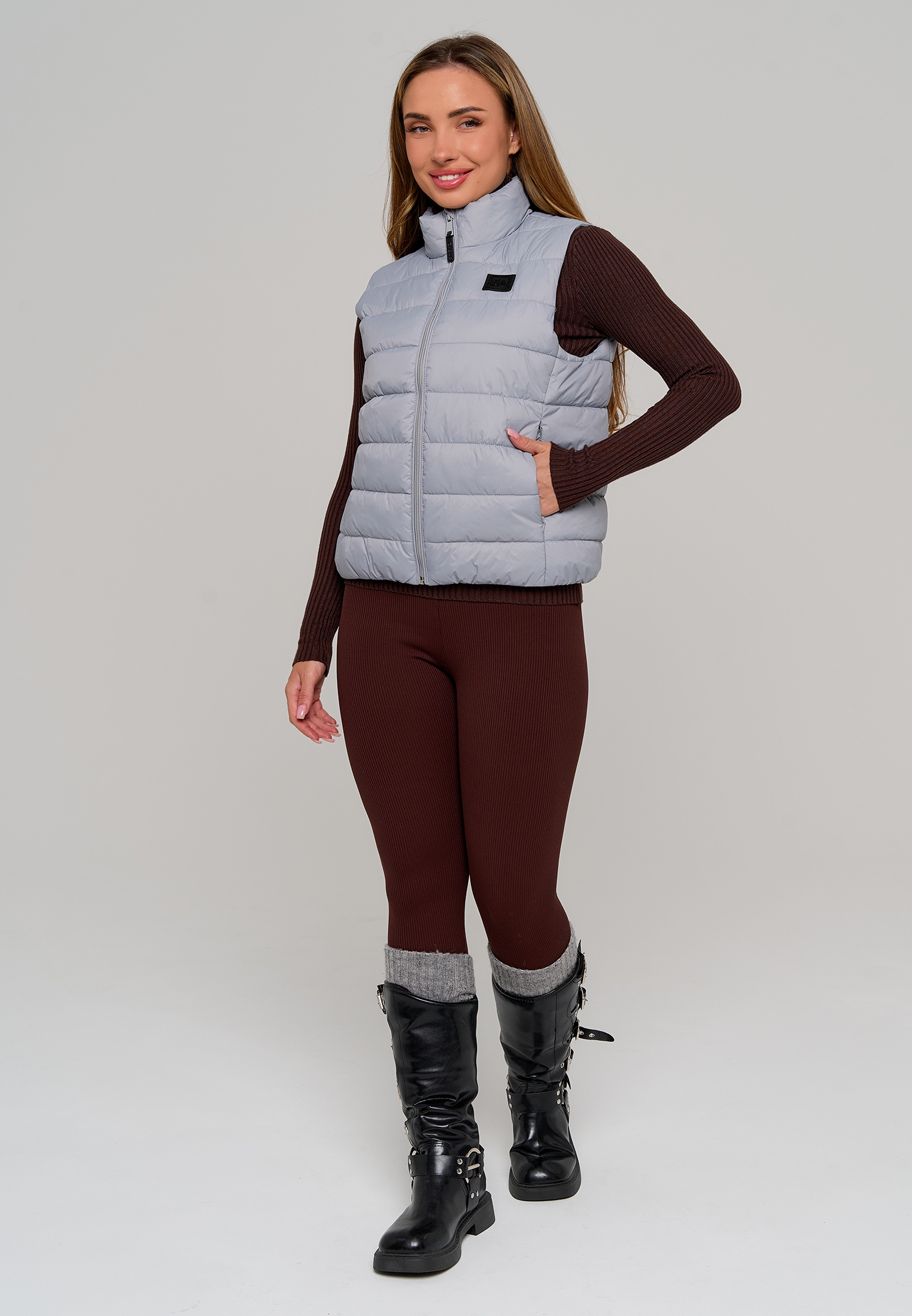 Жилет Stylish AMADEO AV-8508-светло-серый - фото 3