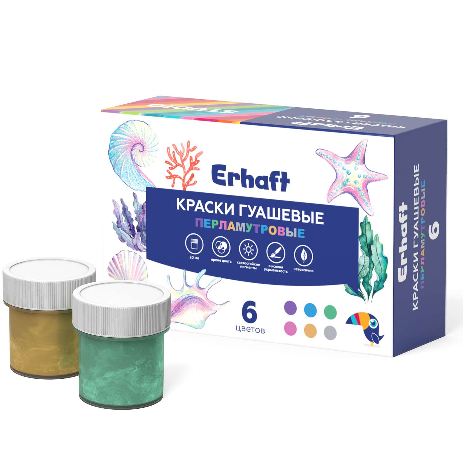 Краски гуашь Erhaft 6 цв. - фото 2