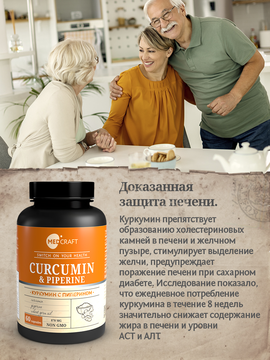 БАД MedCraft Куркумин с пиперином в капсулах, бад для суставов - фото 6