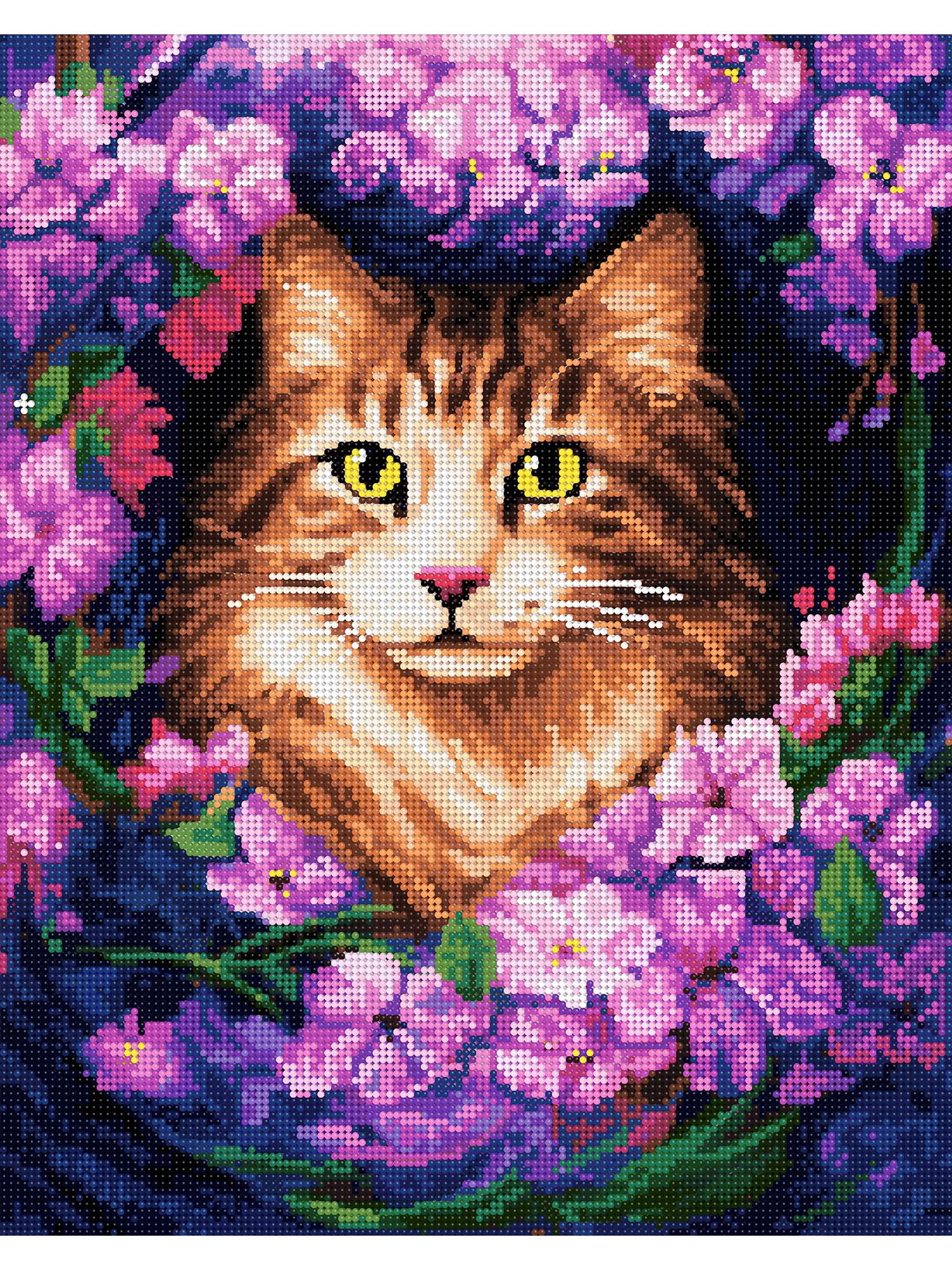 Алмазная мозаика Art on Canvas Котик в цветах в ассортименте - фото 2