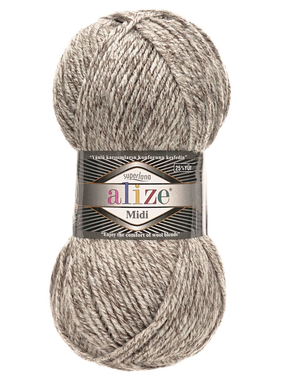 Пряжа Alize теплая для вязания одежды Superlana Midi 100г 170м 5 шт молочно-коричневый жаспе - фото 4