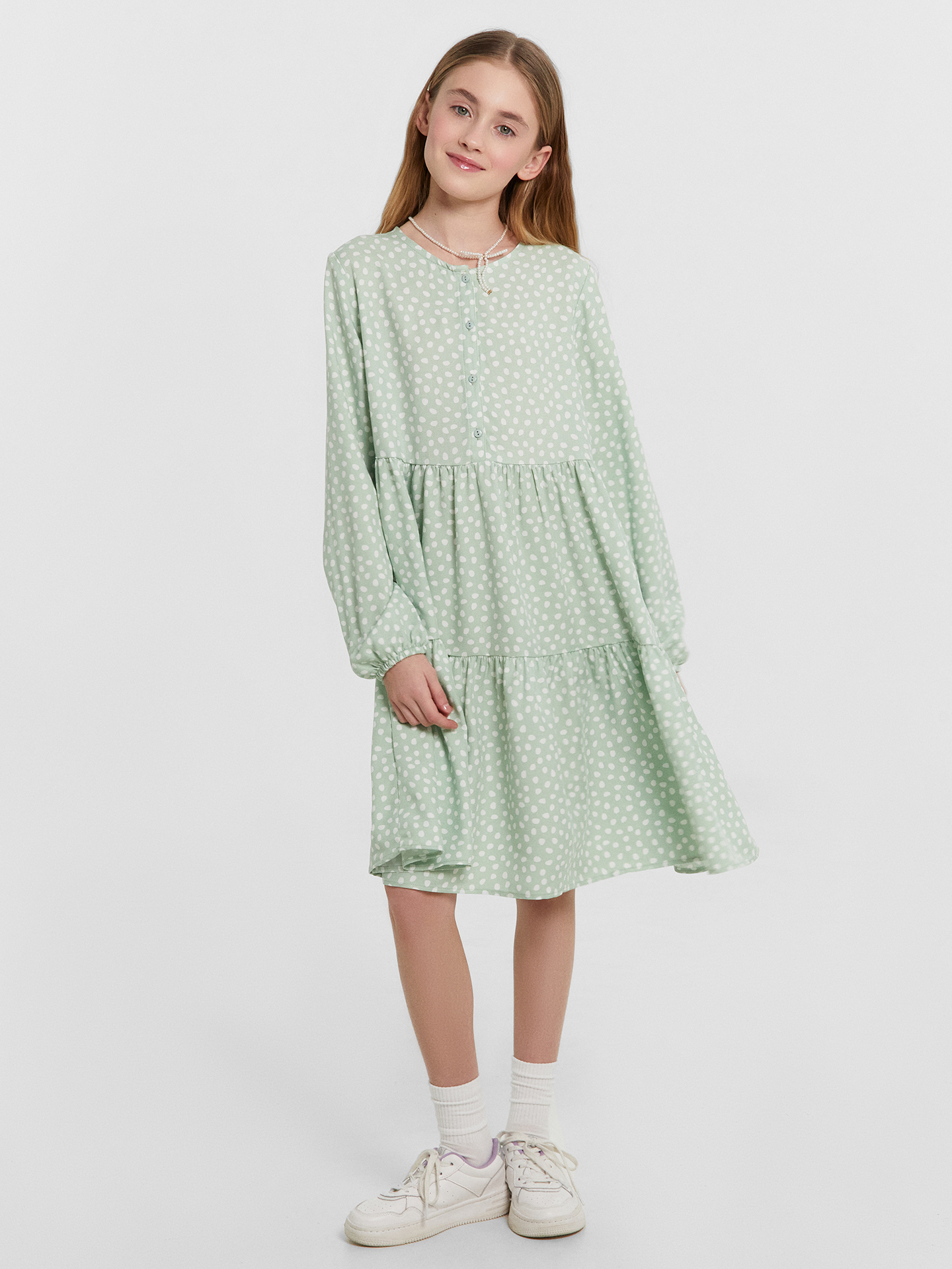 Платье Mark Formelle (Марк Формэль) 157810/горошек на зеленом - фото 1