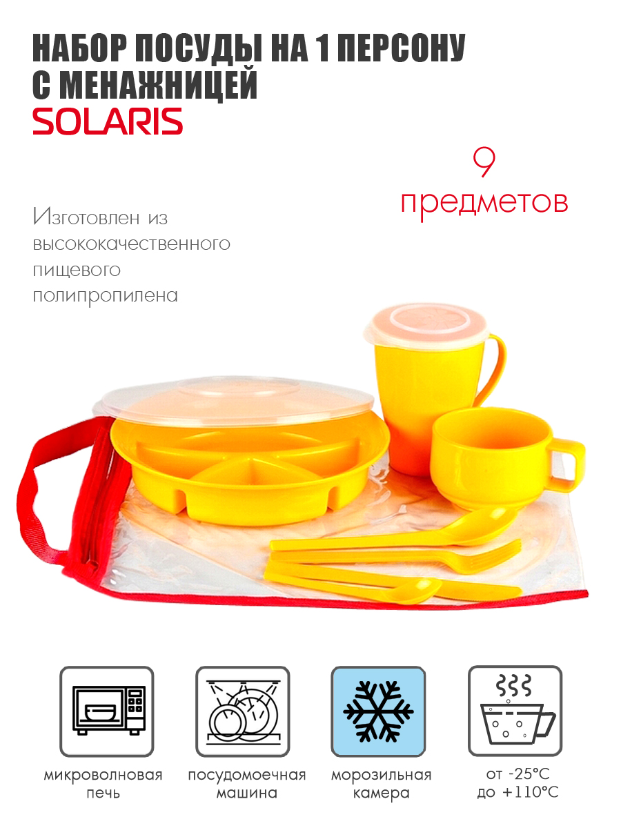 Набор посуды Solaris на 1 персону «Вахтовый метод» жёлтый - фото 1