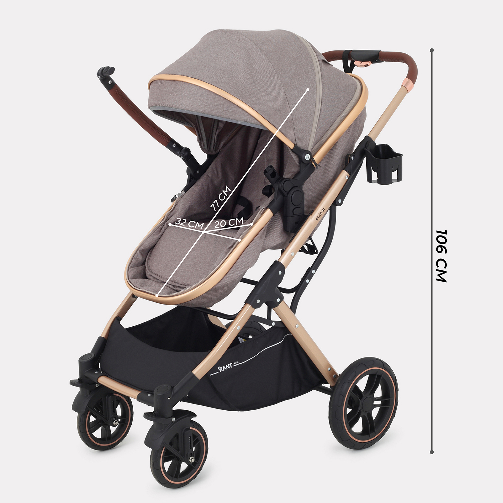 Коляска трансформер Rant Basic PULSAR GOLD (2в1) бежевый - фото 5